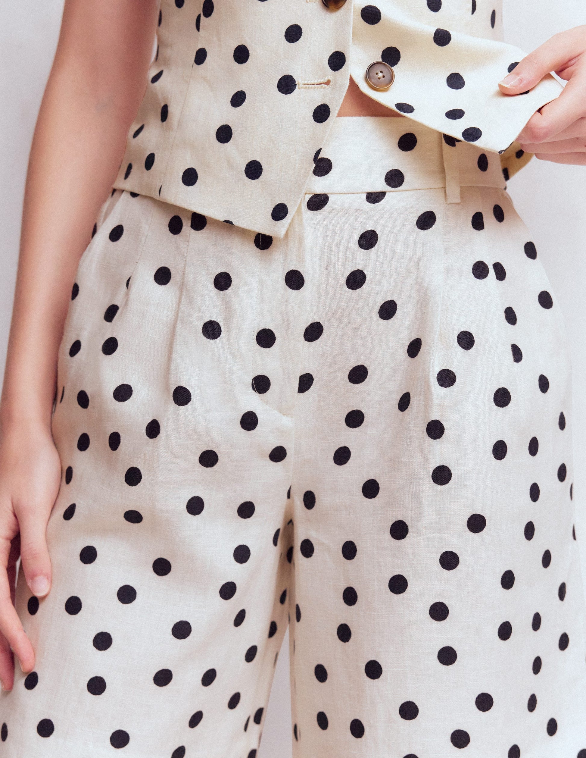 Kensington Linen Shorts-Ivory, Painted Dot-2