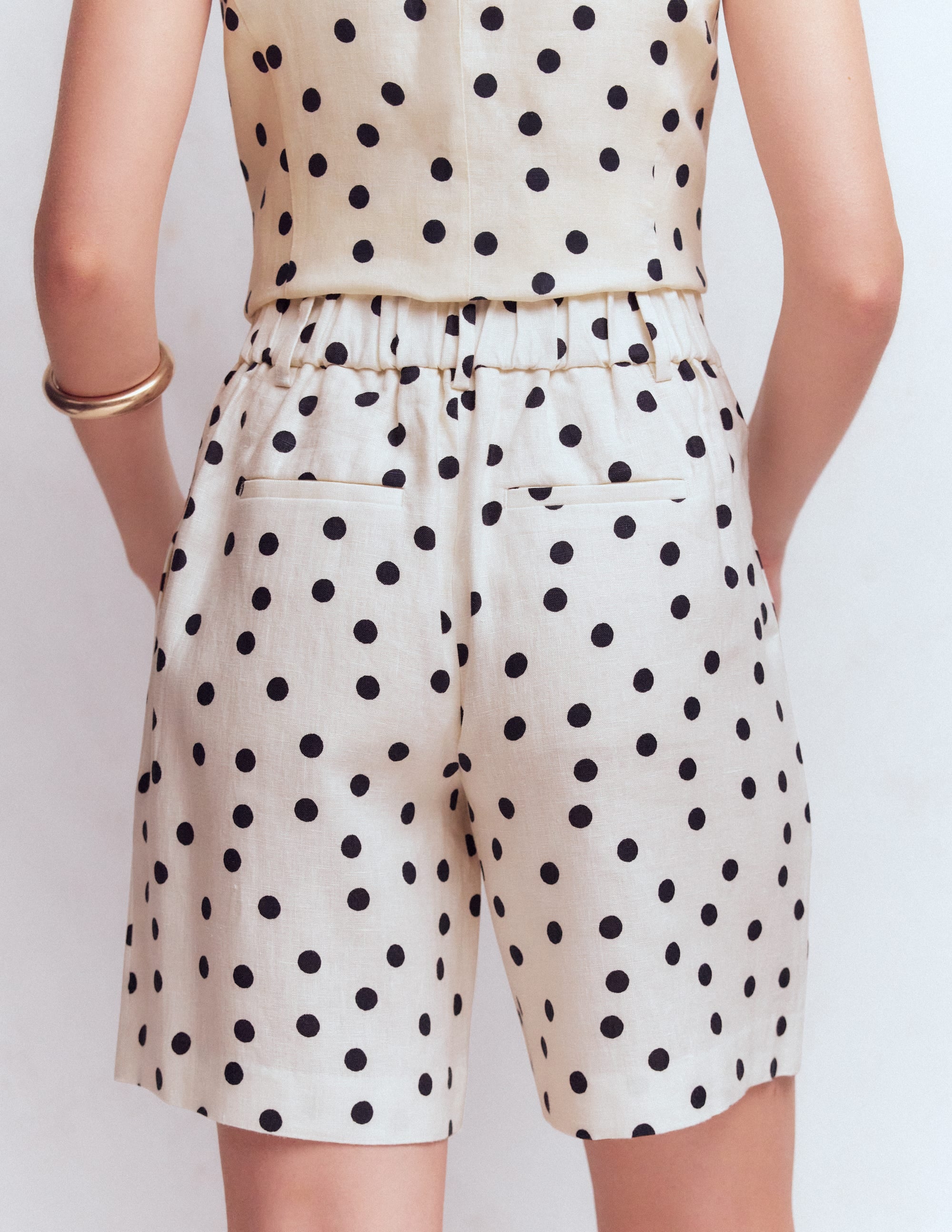 Kensington Linen Shorts-Ivory, Painted Dot - Image 3