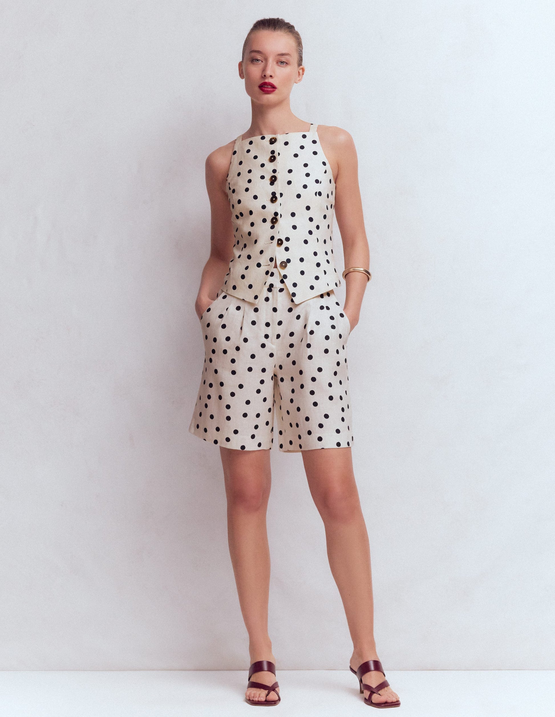 Kensington Linen Shorts-Ivory, Painted Dot-4