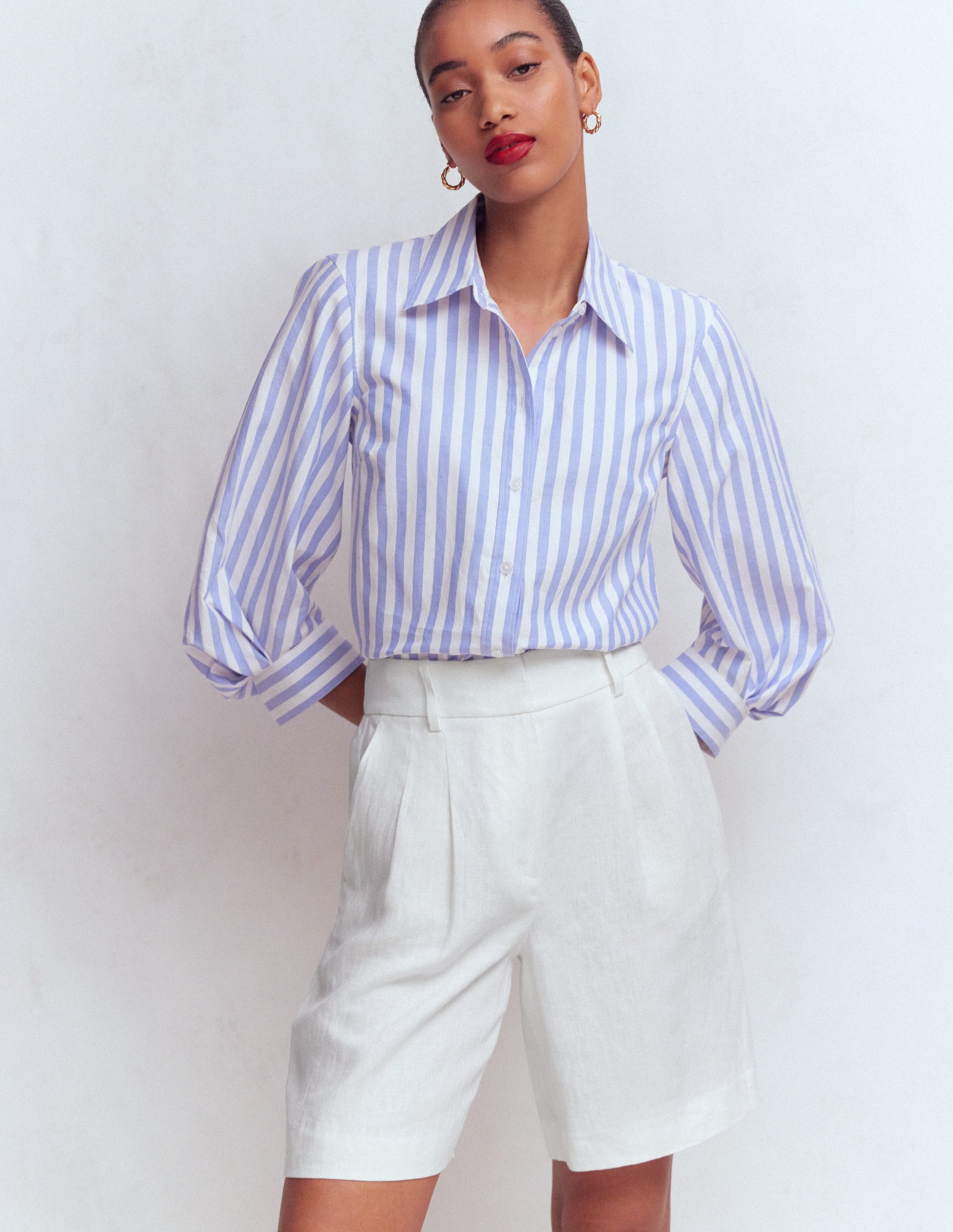 Kensington Linen Shorts-White-1