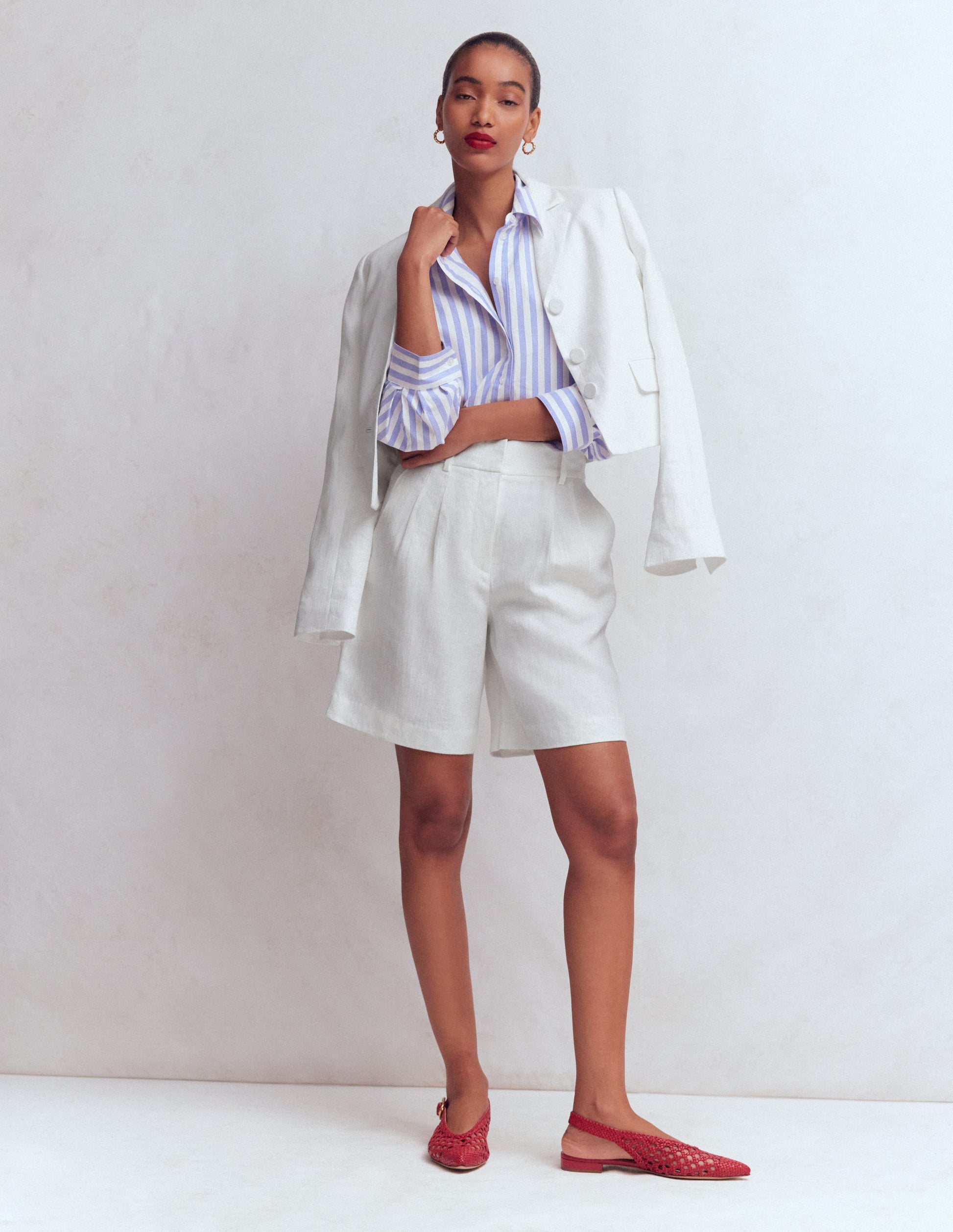 Kensington Linen Shorts-White | Boden USA Kensington Linen Shorts-White | Boden USA