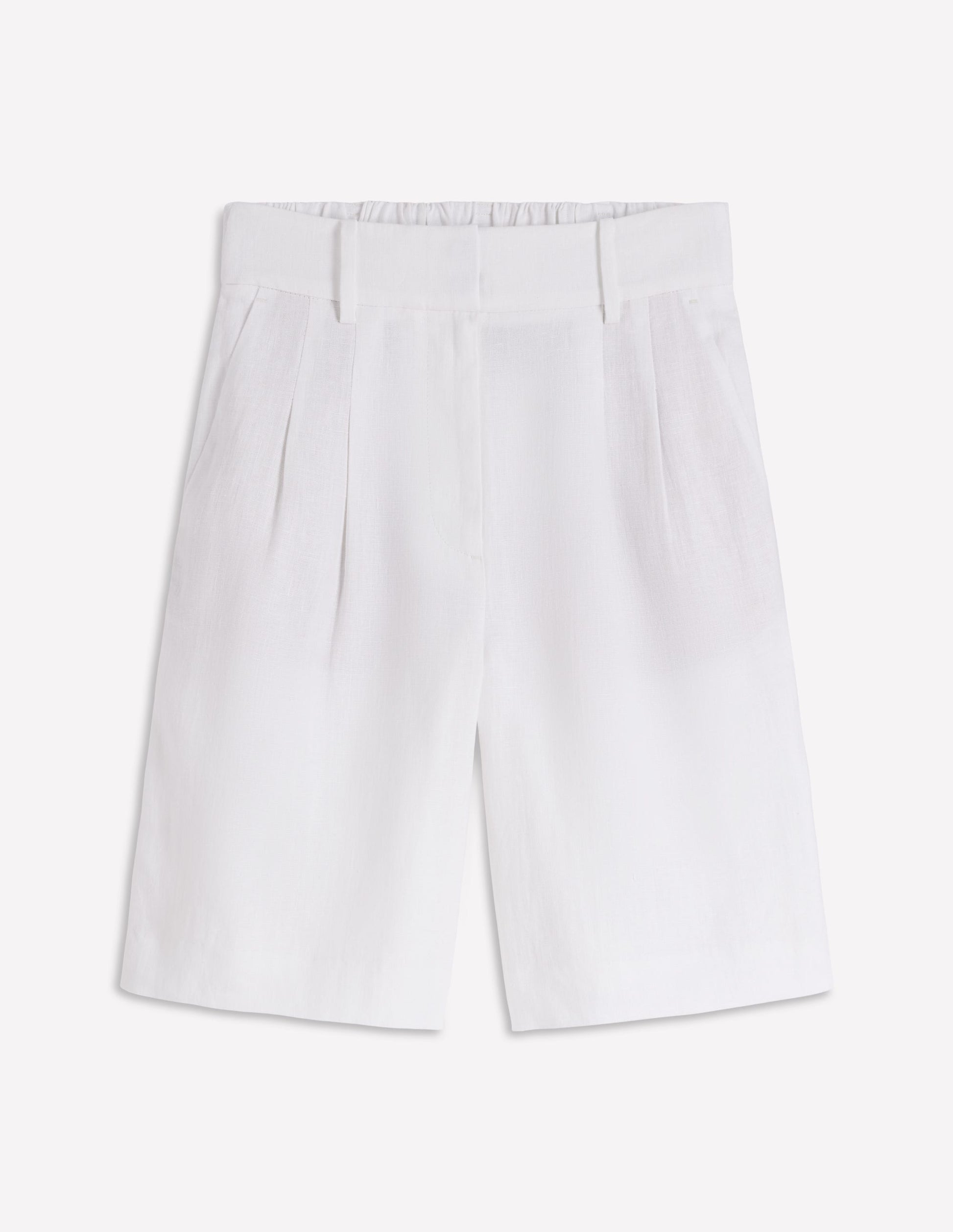 Kensington Linen Shorts-White-6