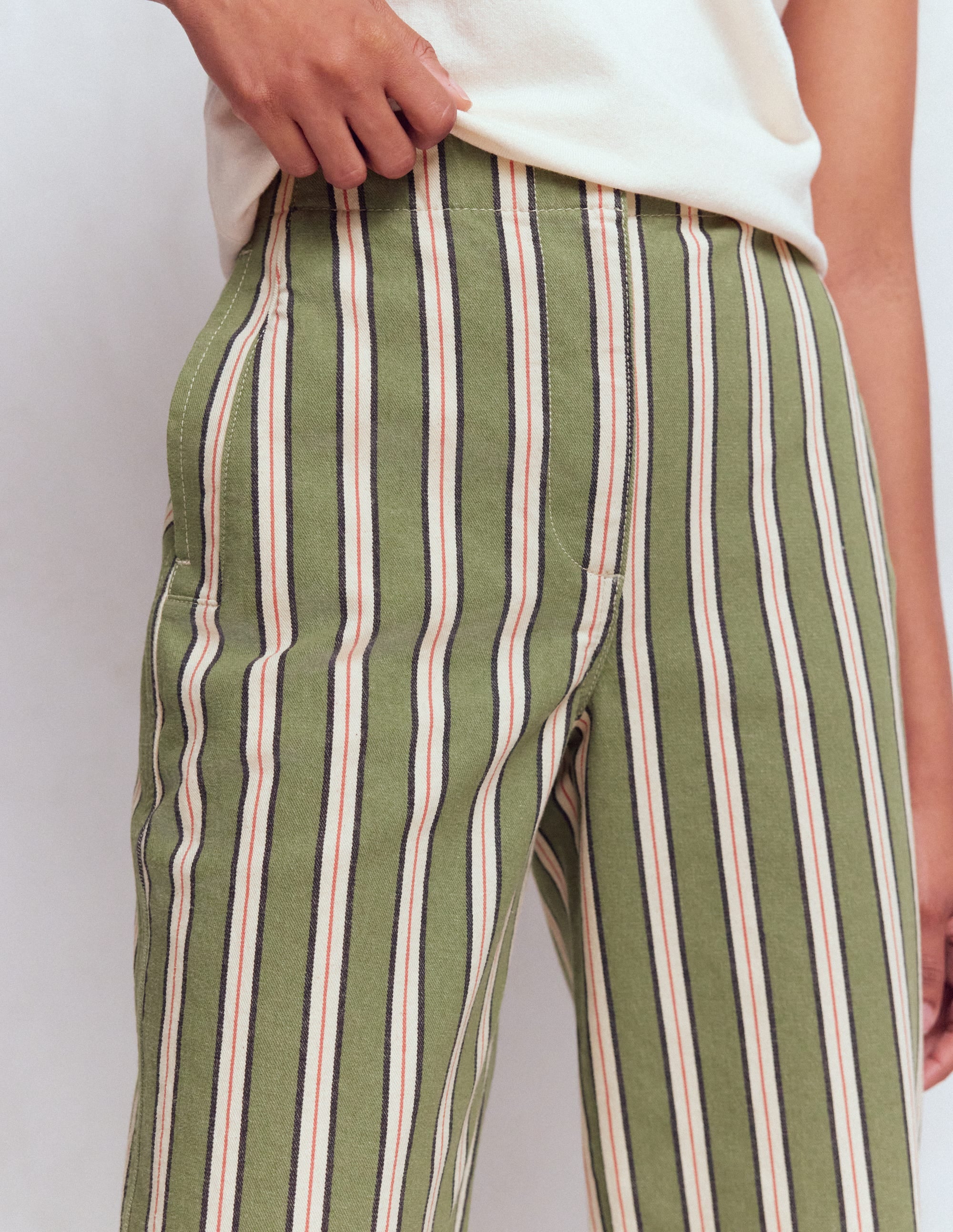 Barrel Leg Chino Pants-Green, Navy, Pink Stripe - Image 2