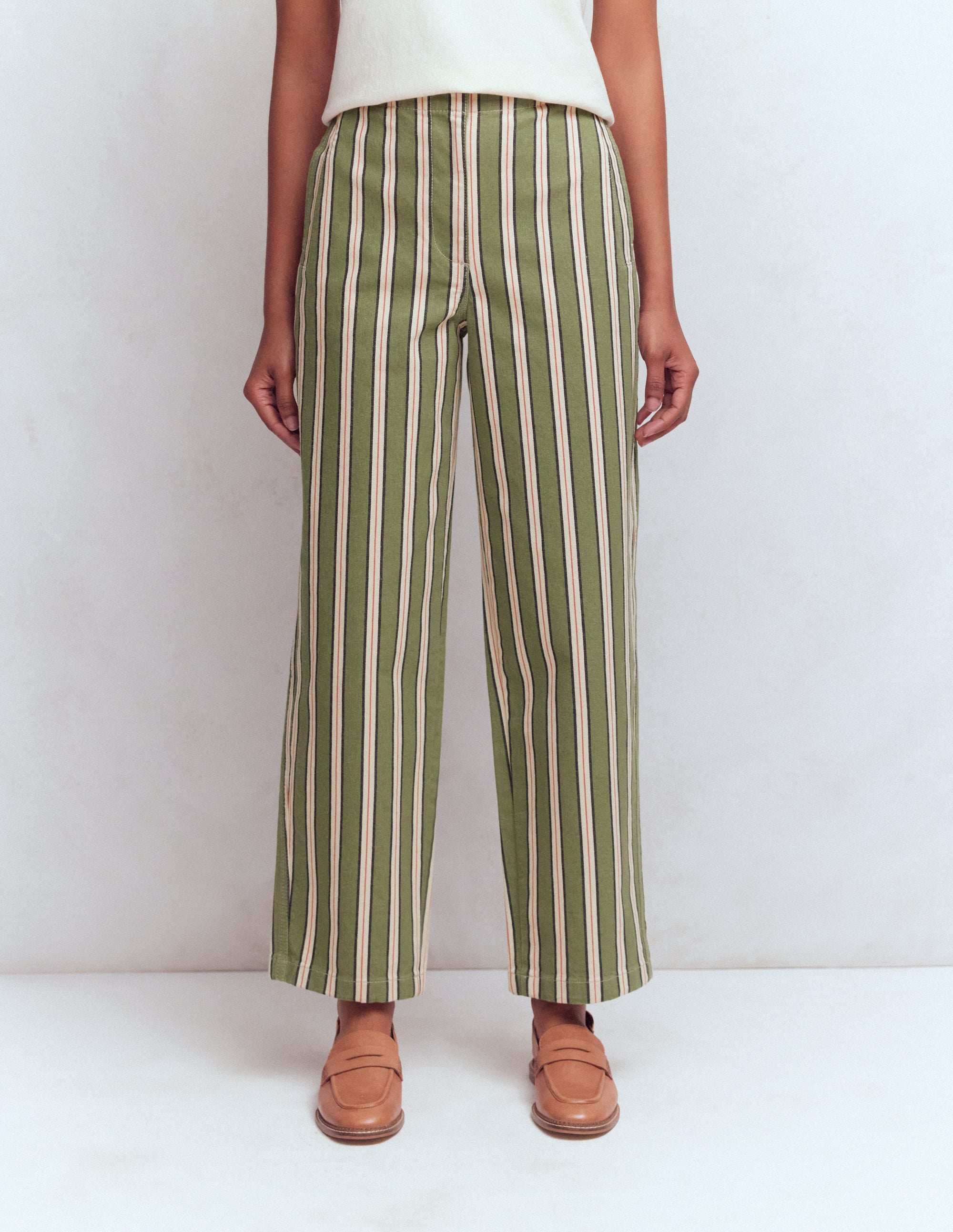 Barrel Leg Chino Pants-Green, Navy, Pink Stripe - Image 5