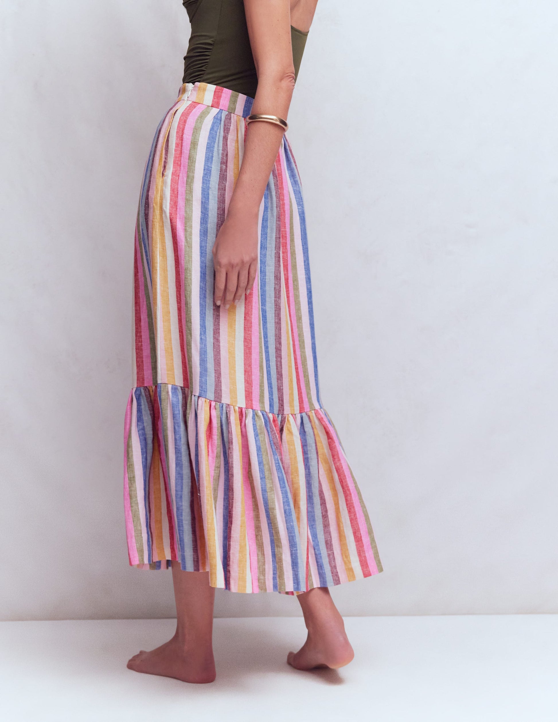 Abigail Linen Maxi Skirt-Multi Stripe-3