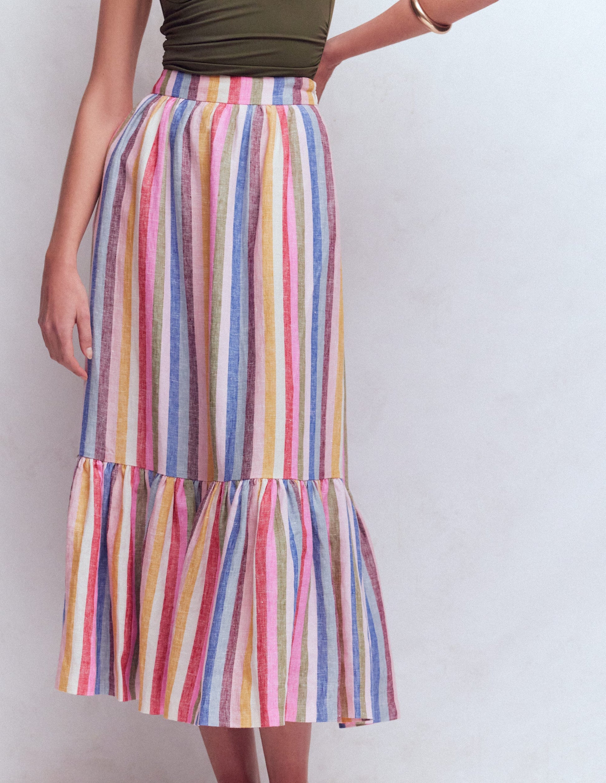 Abigail Linen Maxi Skirt-Multi Stripe-4