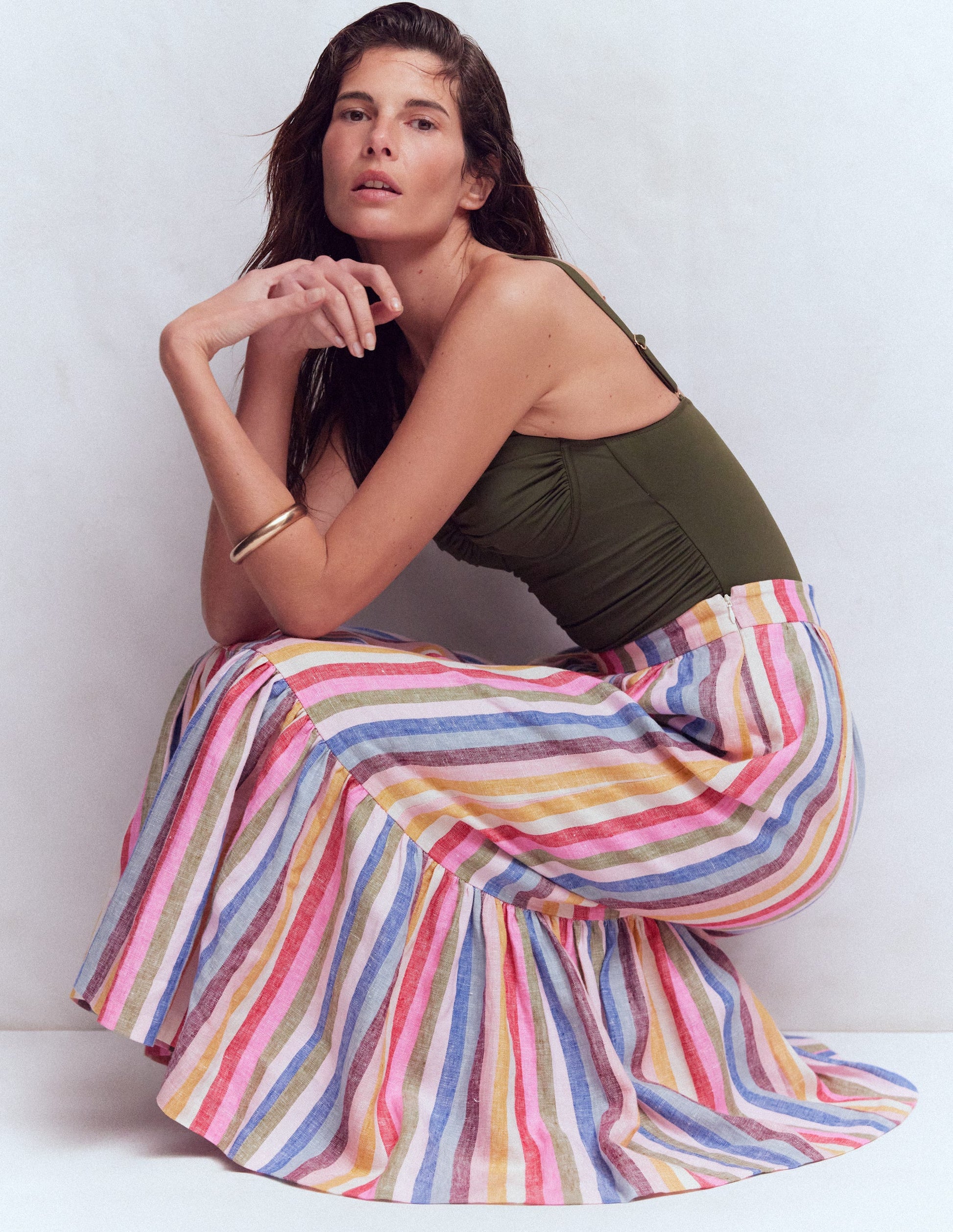 Abigail Linen Maxi Skirt-Multi Stripe-5