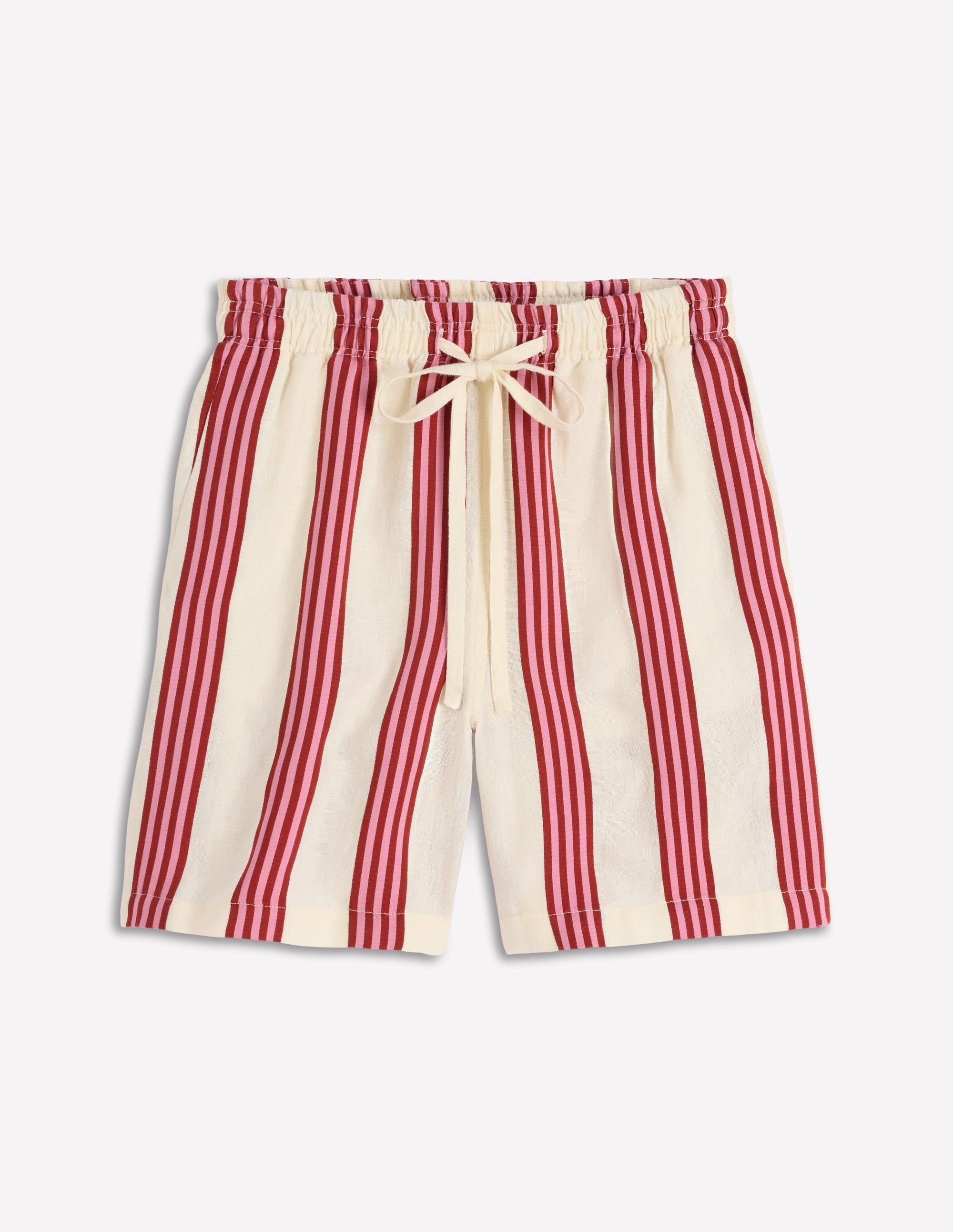 Islington Linen Shorts-Ivory, Brown, Pink Stripe - Image 5