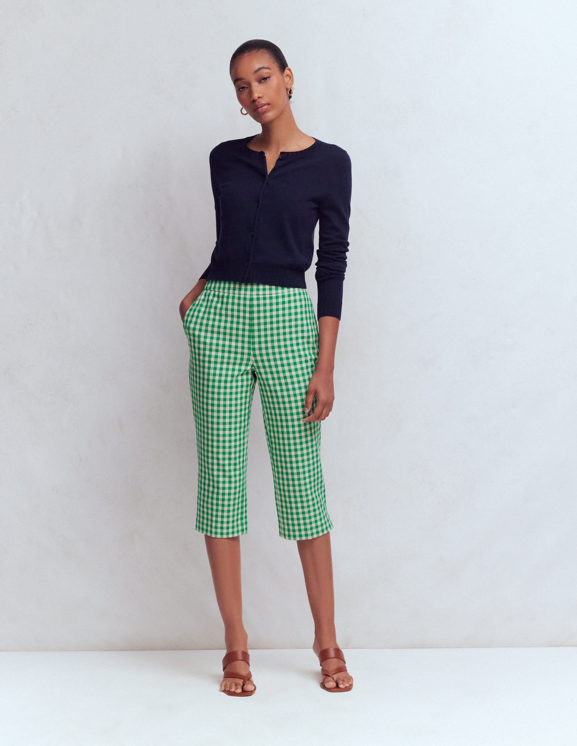 Capri Pants-Rich Emerald, Gingham - Image 4