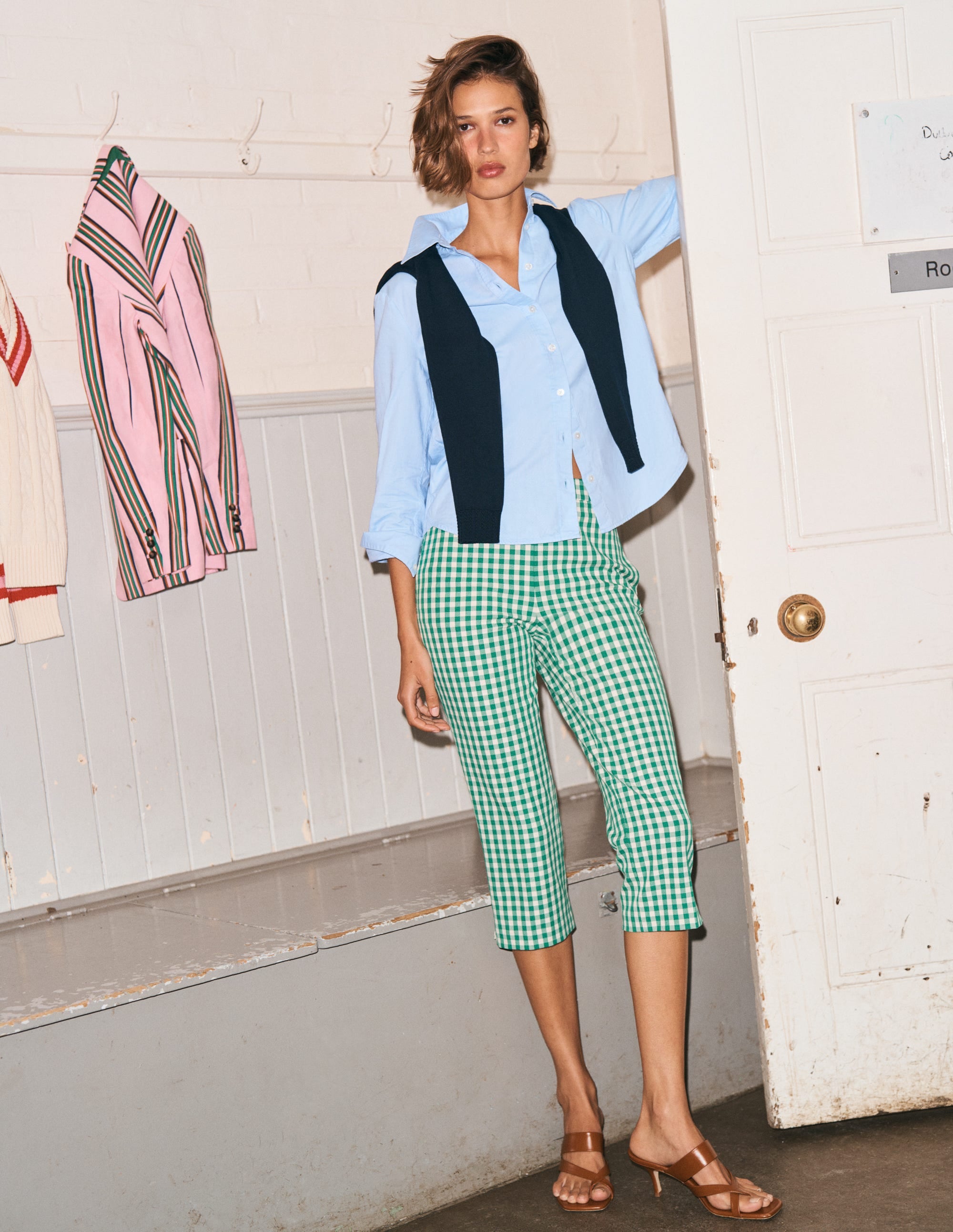 Capri Pants-Rich Emerald, Gingham - Image 6