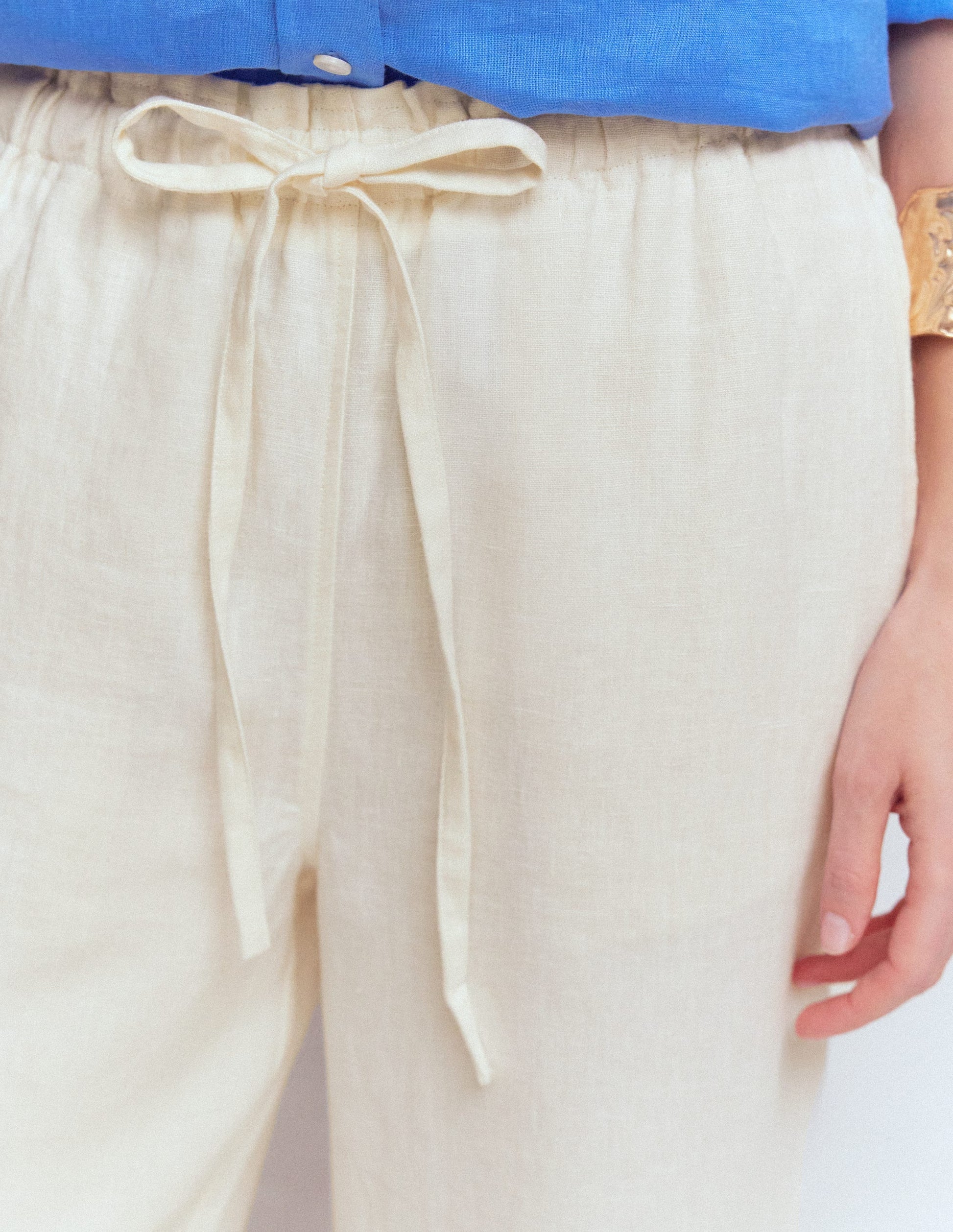 Islington Linen Crop Pants-Ivory-2