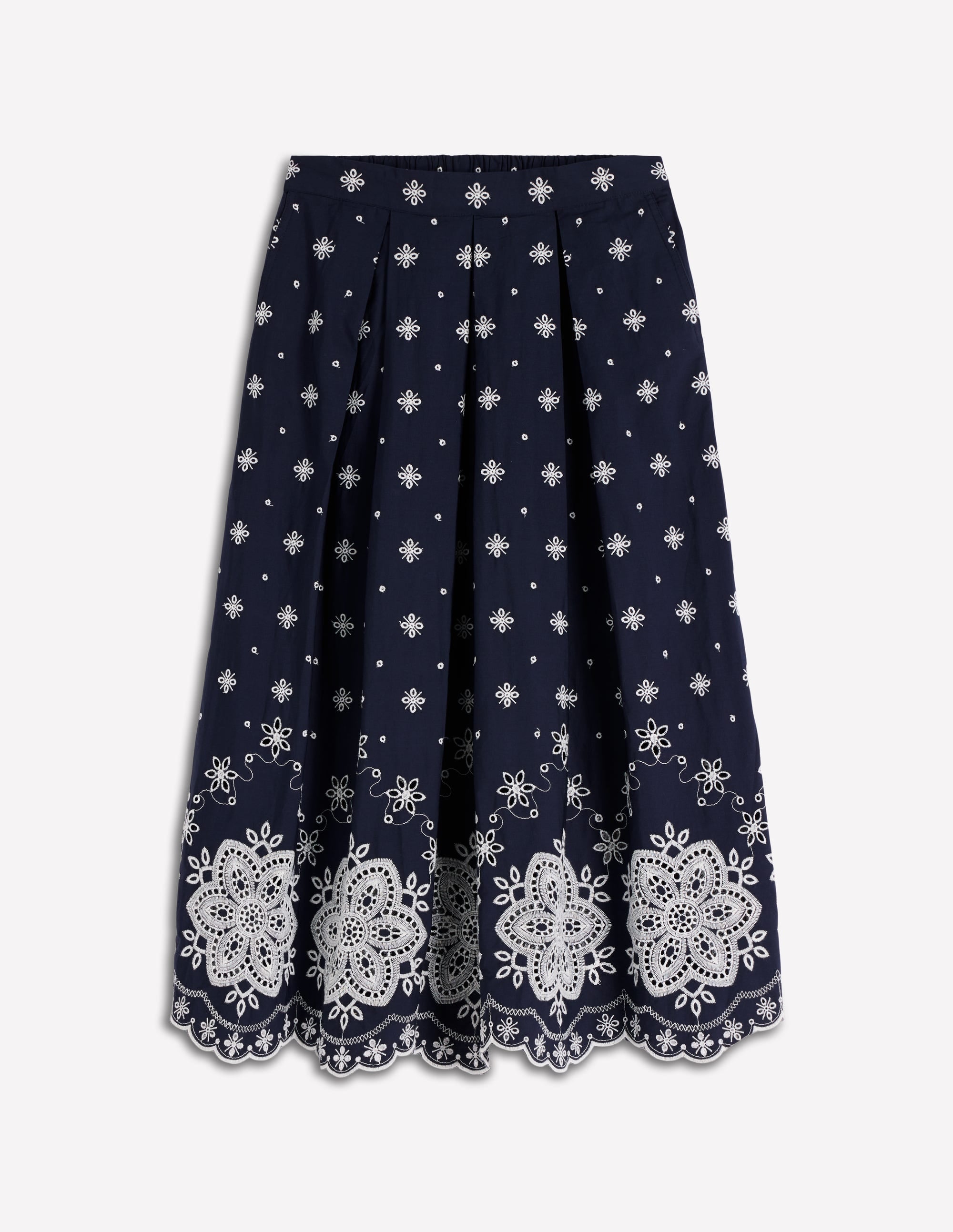 Verity Broderie Poplin Skirt-Navy - Image 9