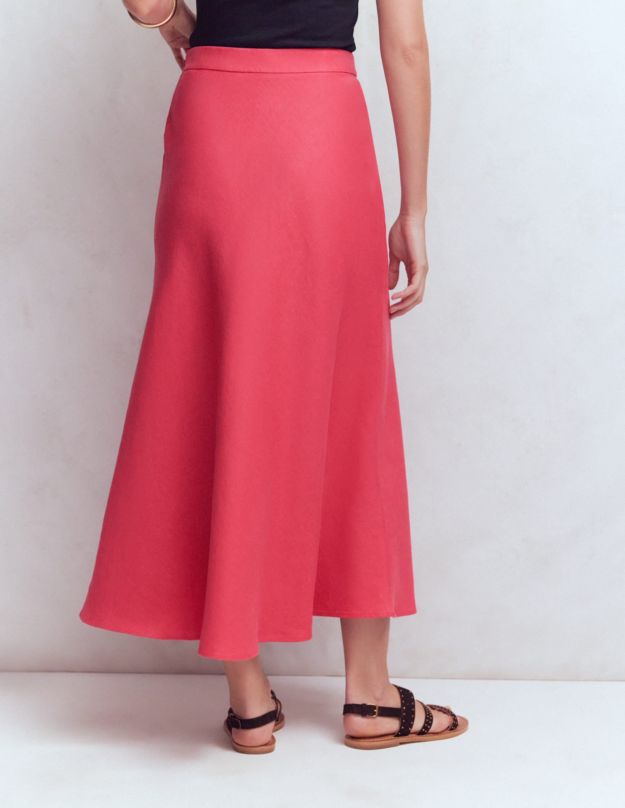Bias Cut Linen Slip Skirt-Cherry Blush - Image 3