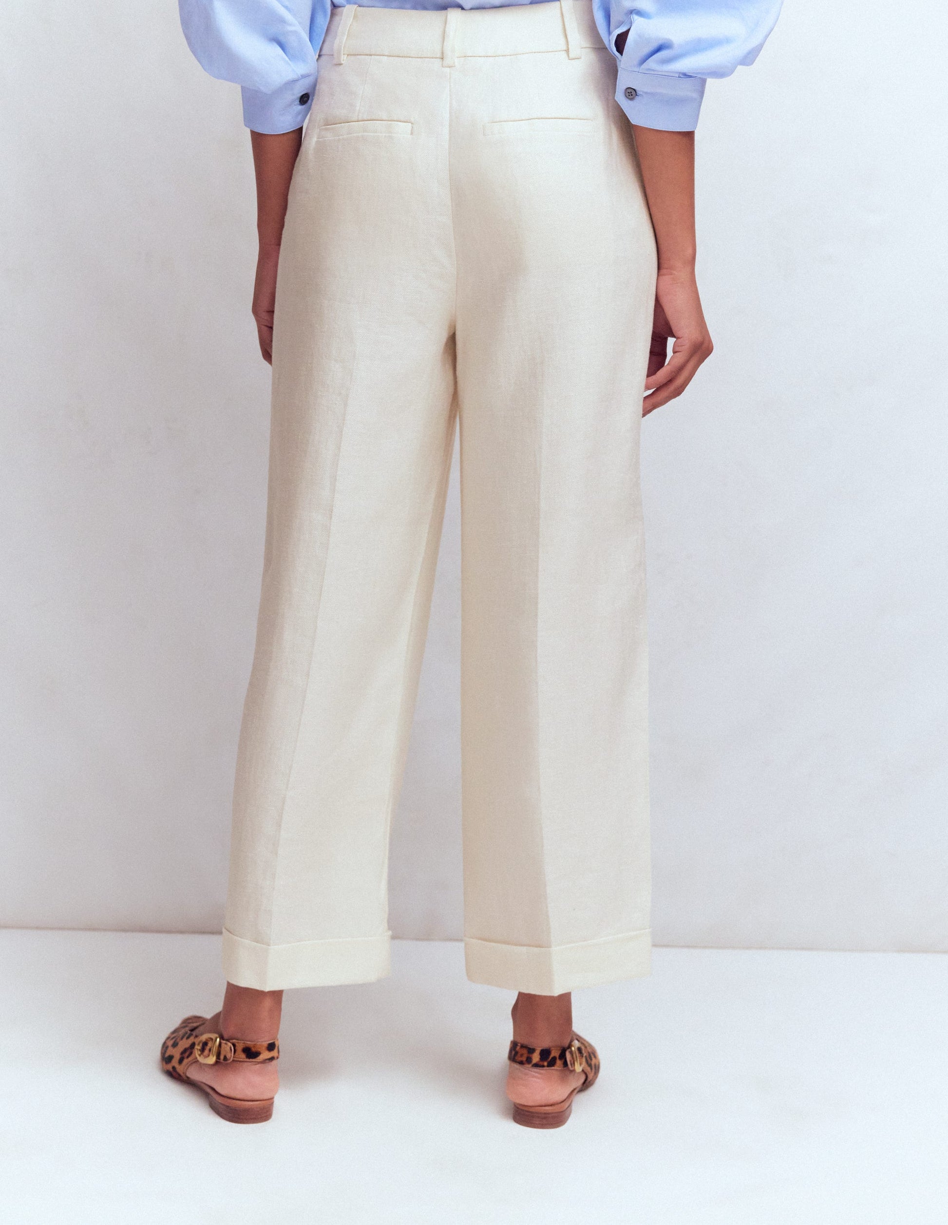 Chiswick Crop Linen Pants-Ivory-3