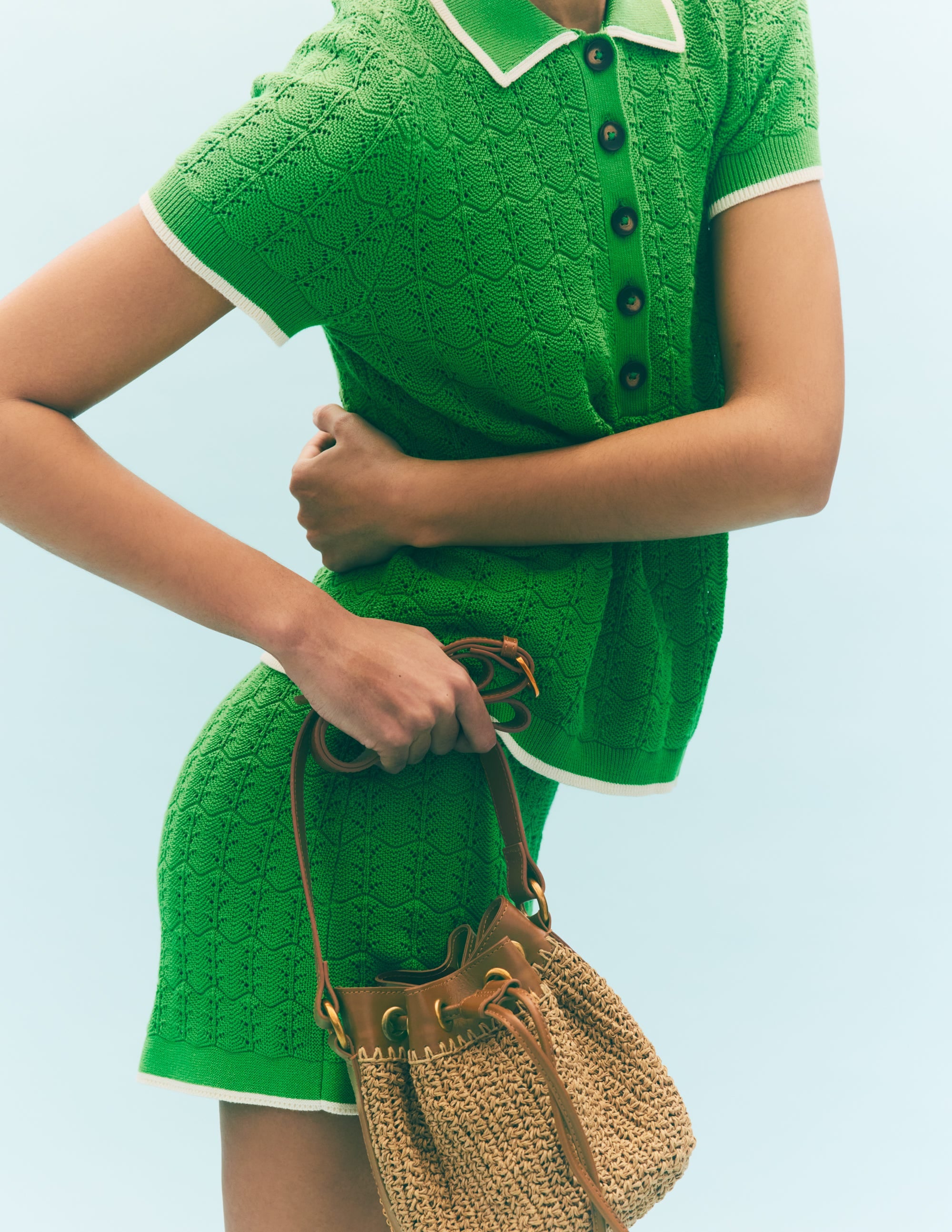 Knitted Pointelle Shorts-Lime Juice Green - Image 7