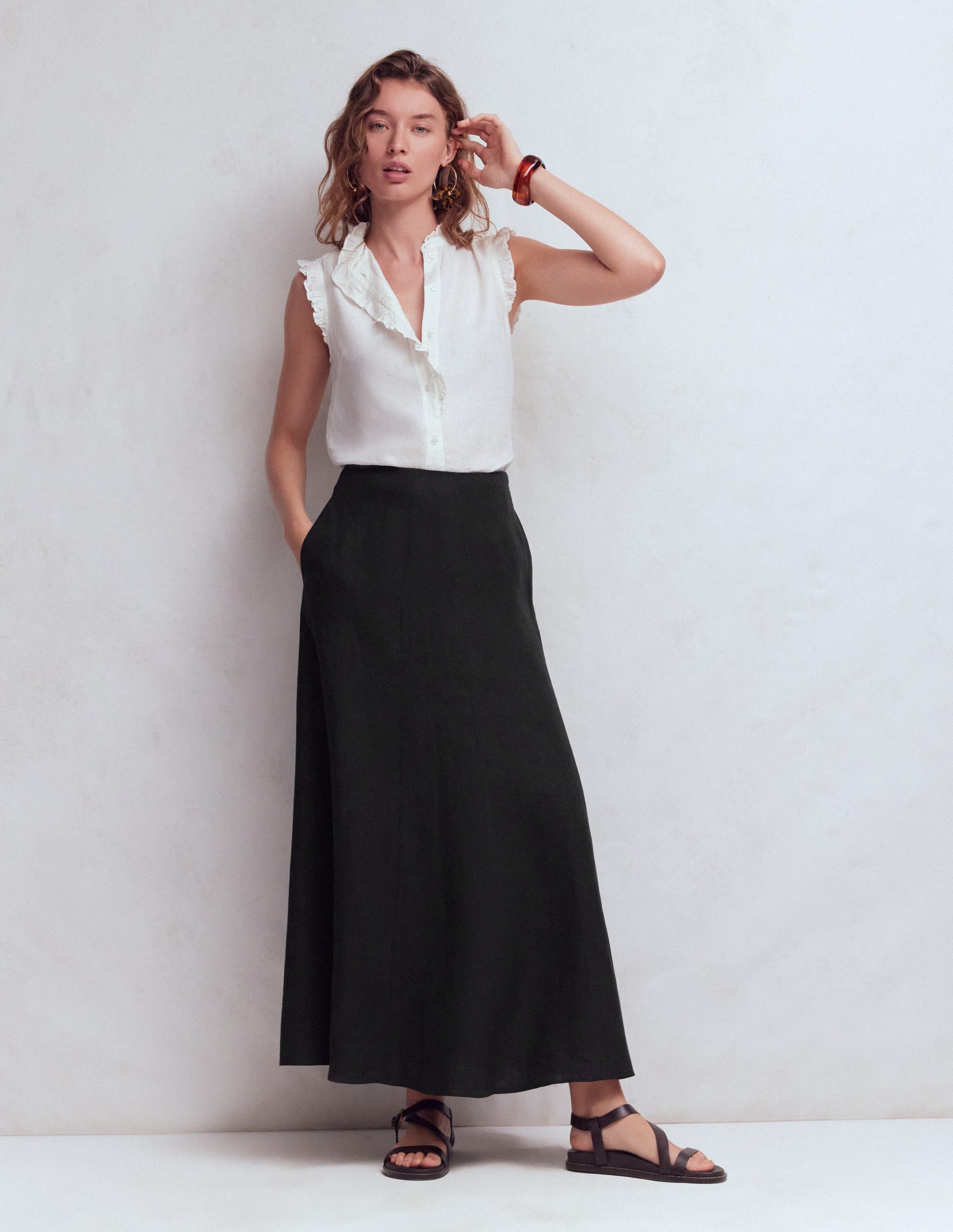 Miriam Linen Maxi Skirt-Black - Image 1