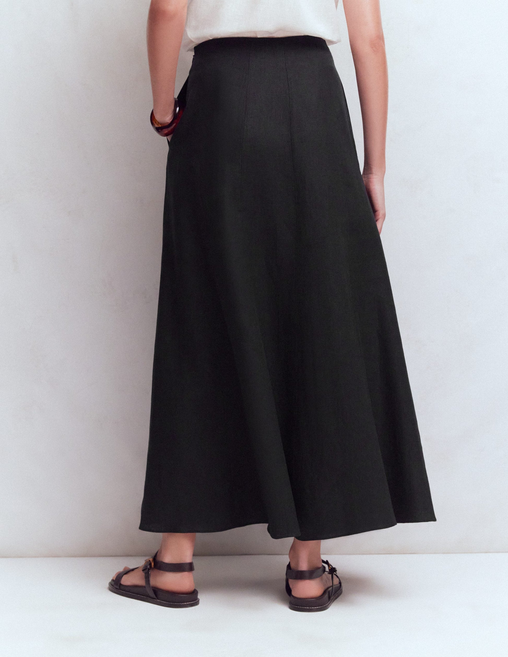 Miriam Linen Maxi Skirt-Black-3