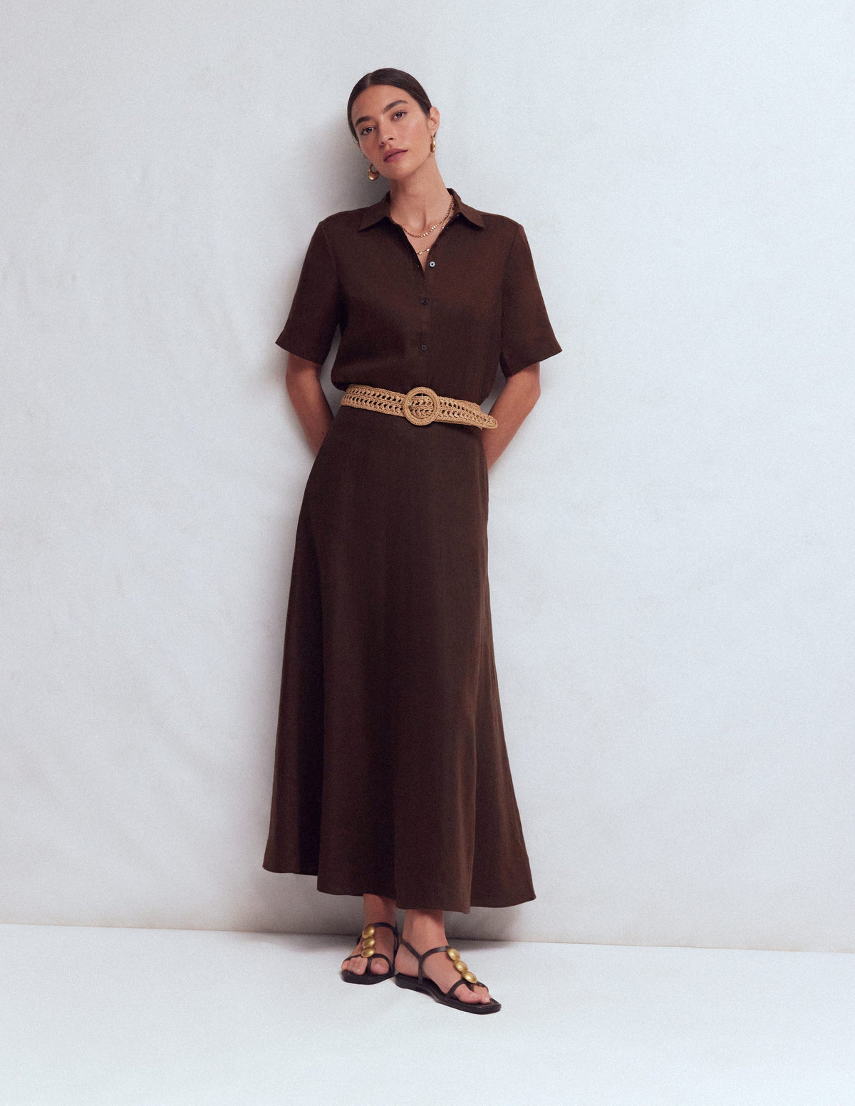 Miriam Linen Maxi Skirt-Bitter Chocolate - Image 5