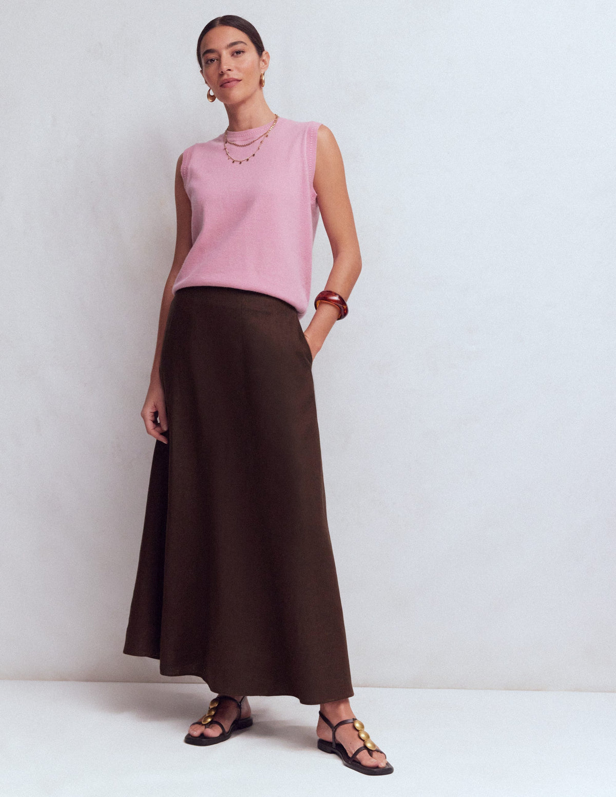 Miriam Linen Maxi Skirt-Bitter Chocolate - Image 6