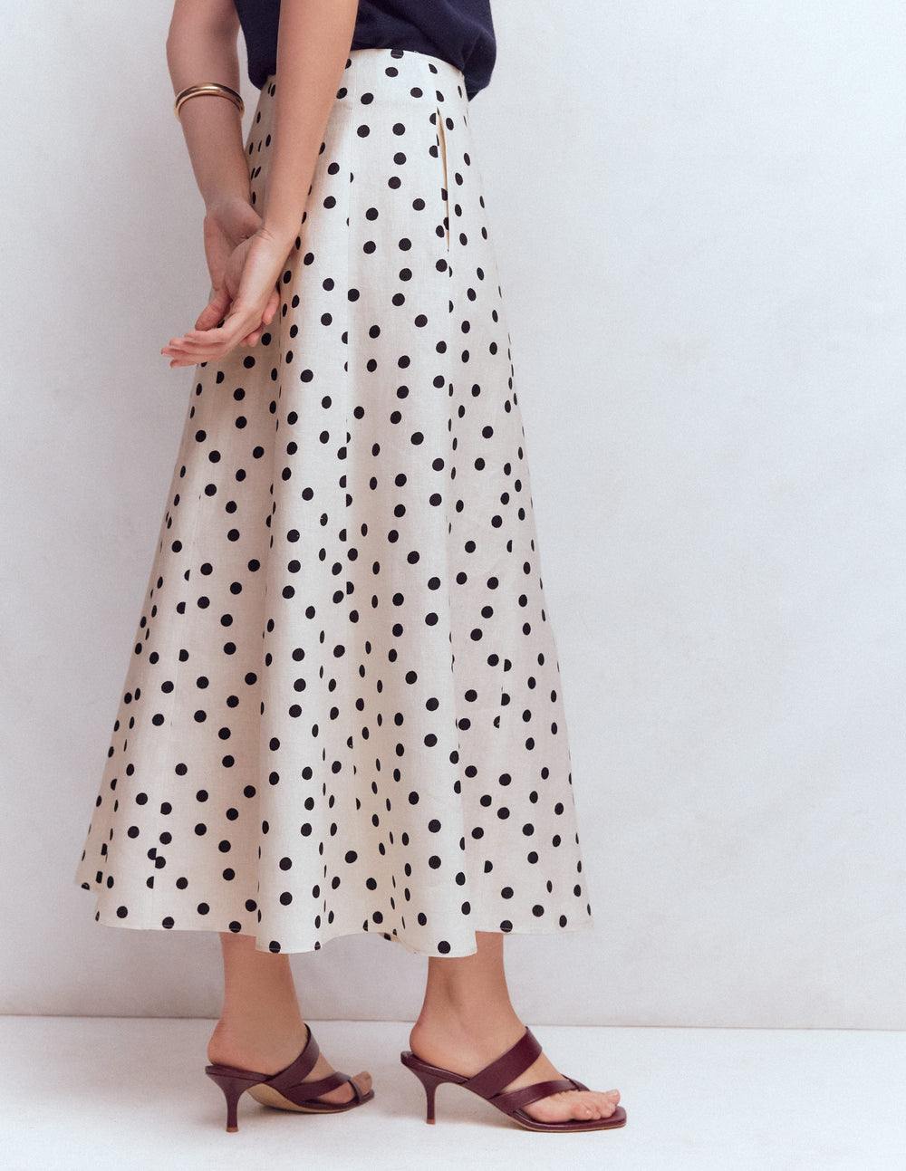 Wsum 1000 Miriam Linen Maxi Skirt - Ivory, Painted Dot | Boden USA