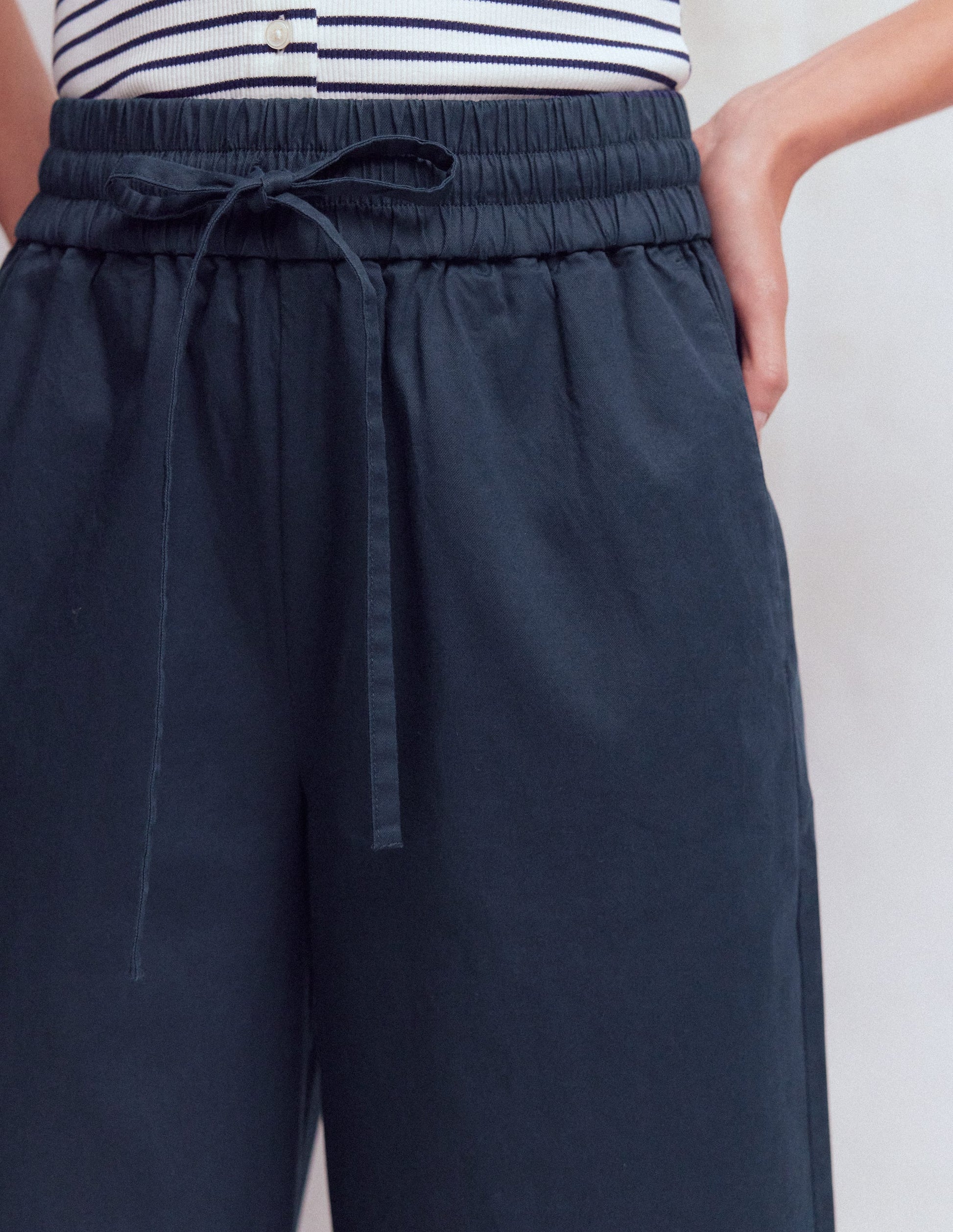 Greenwich Tie Waist Pants-Navy-2