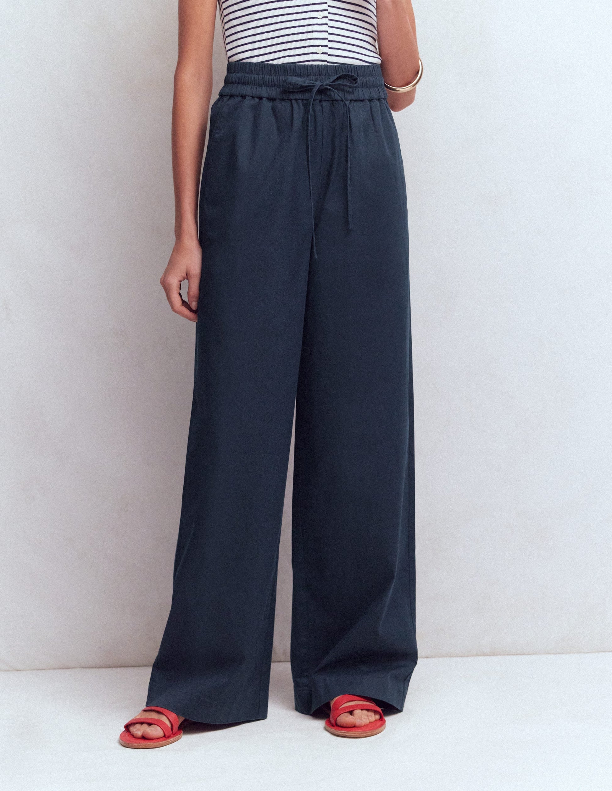 Greenwich Tie Waist Pants-Navy-4
