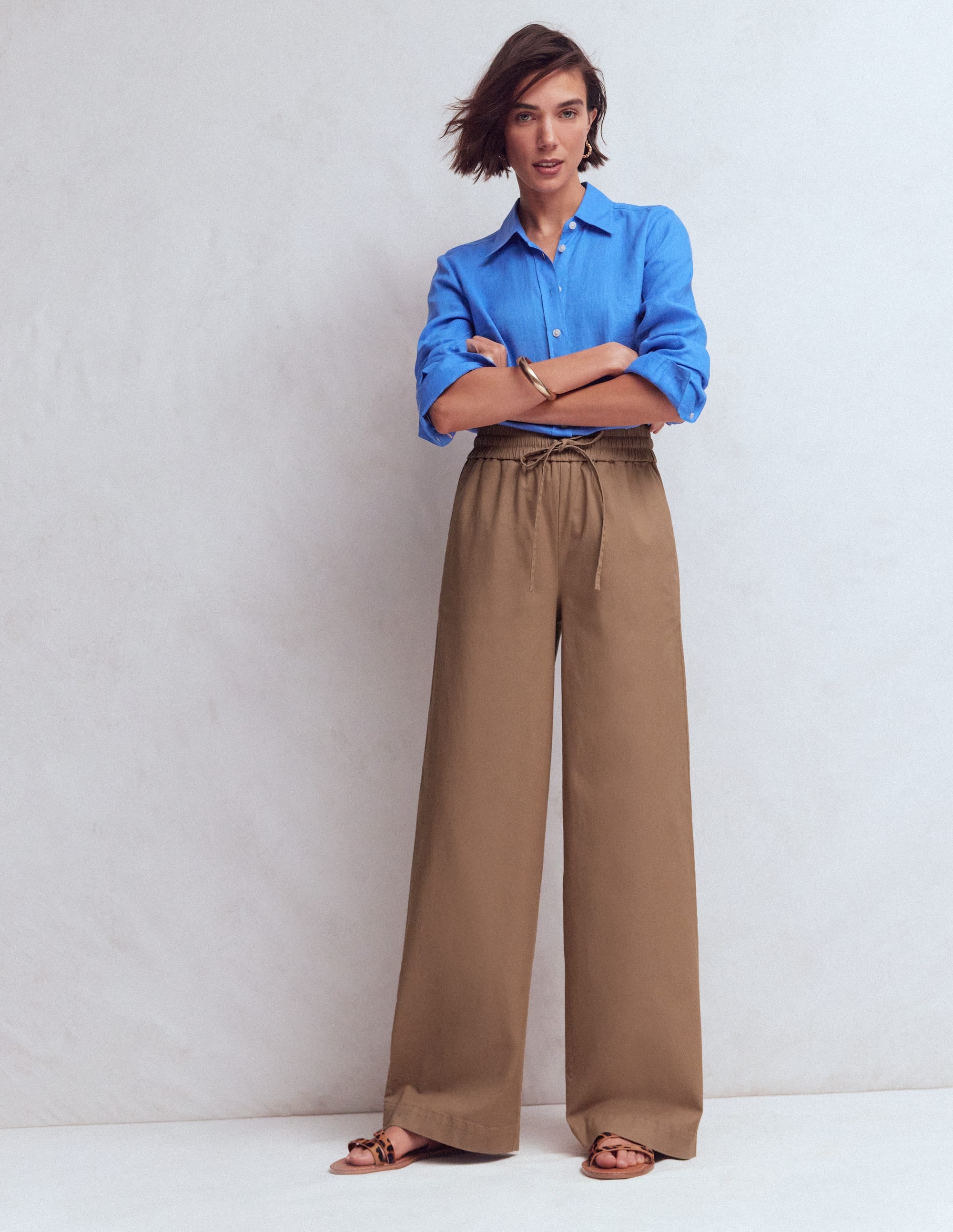 Greenwich Tie Waist Pants-Cappuccino - Image 1