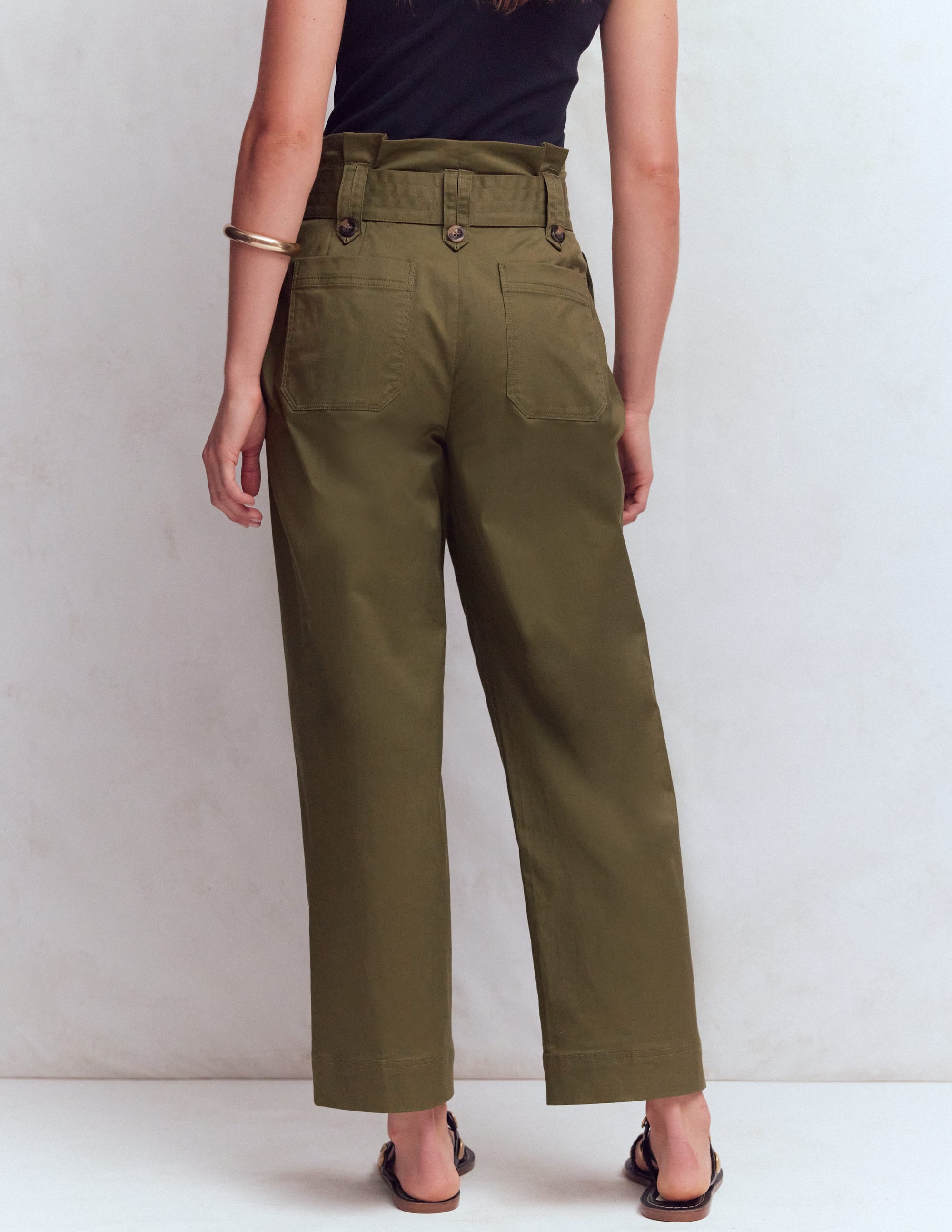Paperbag Waist Trousers-Woodland Green - Image 3
