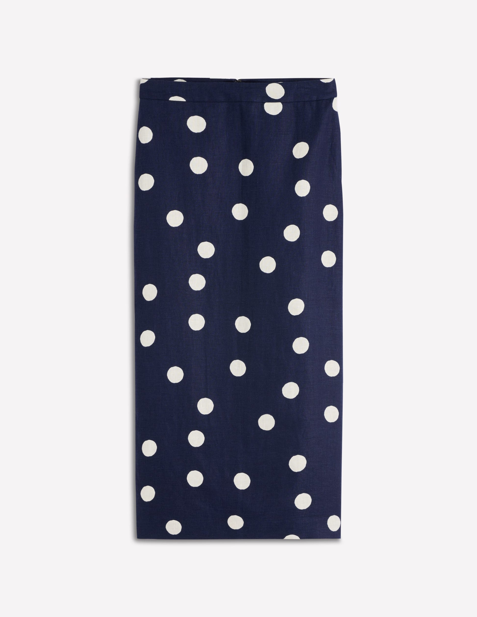 Longline Column Skirt-French Navy, Ivory Spot-5