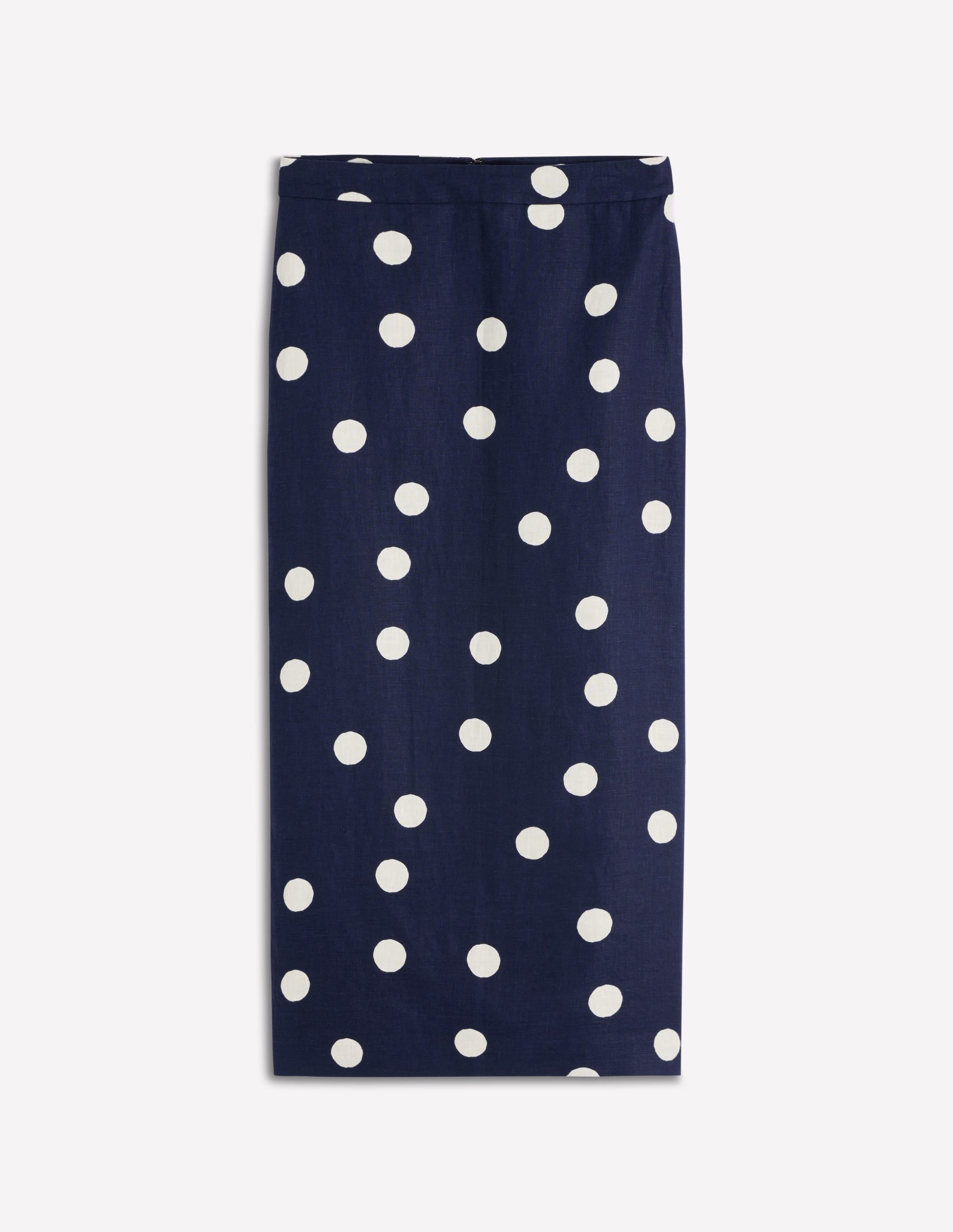 Longline Column Skirt-French Navy, Ivory Spot - Image 5