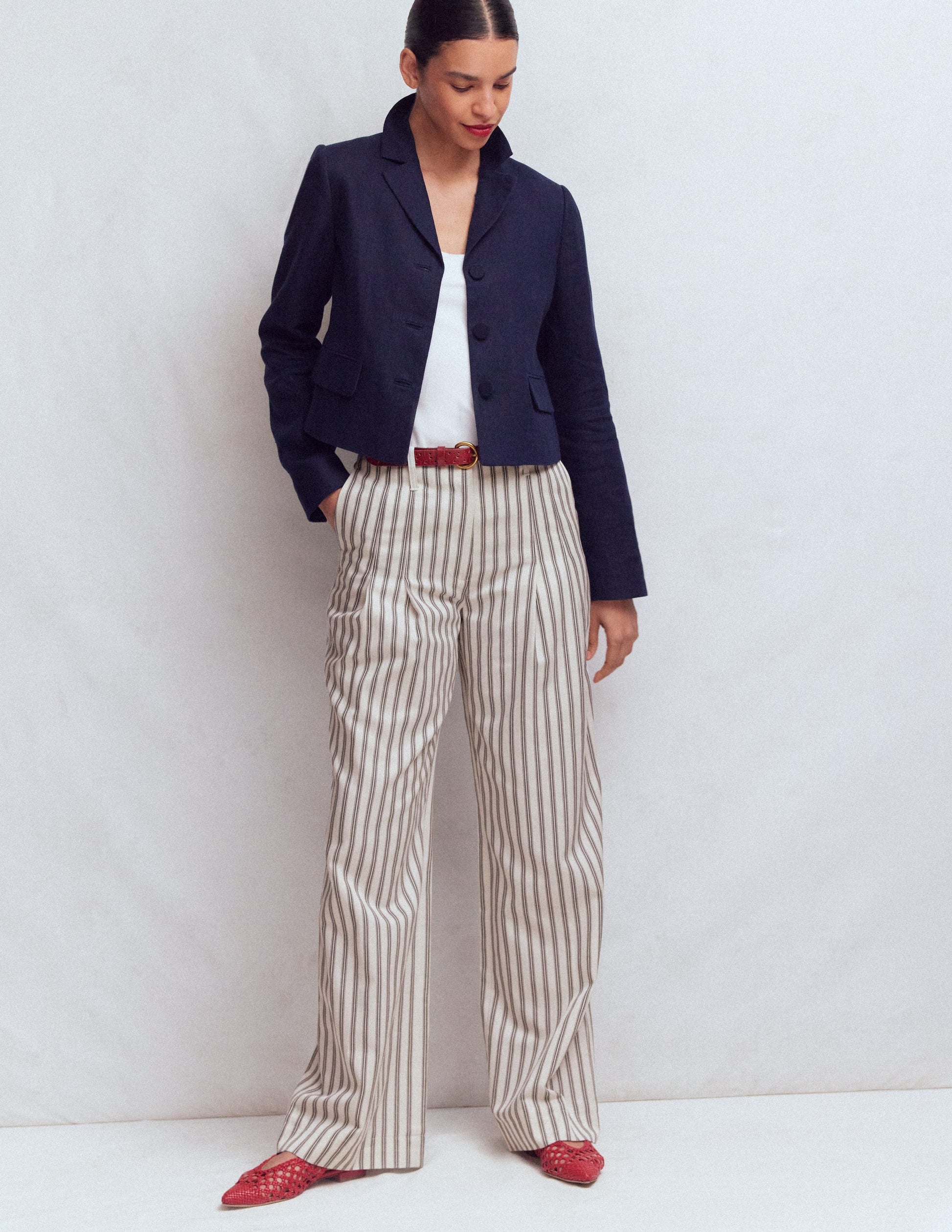 Mayfair Tailored Pants-Ivory, Navy Stripe-2