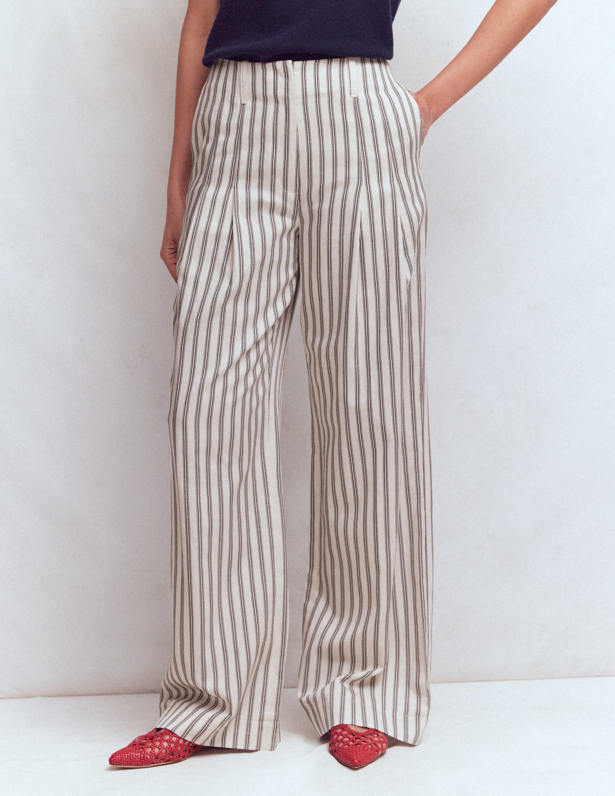 Mayfair Tailored Pants-Ivory, Navy Stripe - Image 4