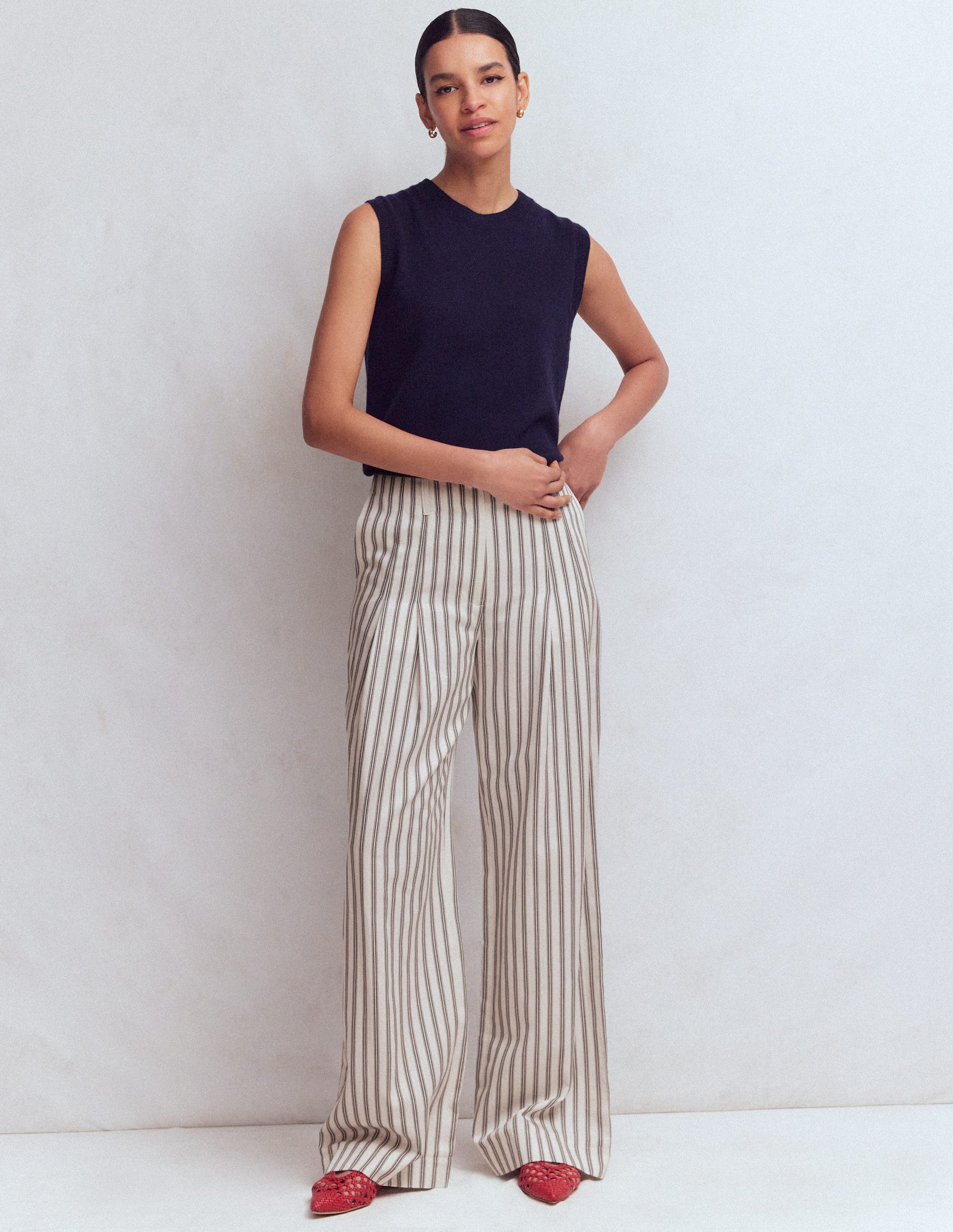 Mayfair Tailored Pants-Ivory, Navy Stripe-7