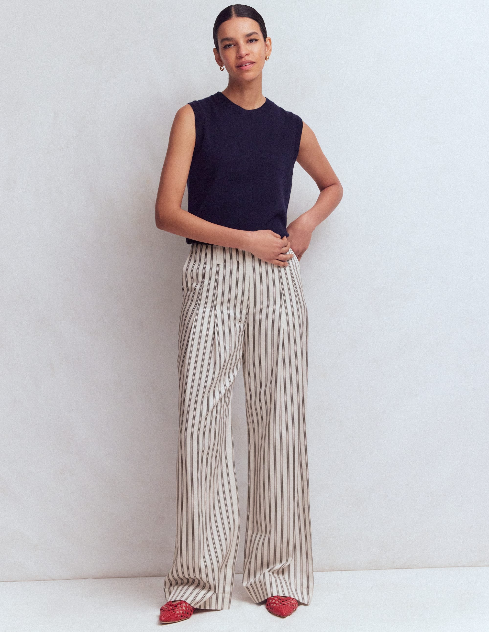 Mayfair Tailored Pants-Ivory, Navy Stripe - Image 6