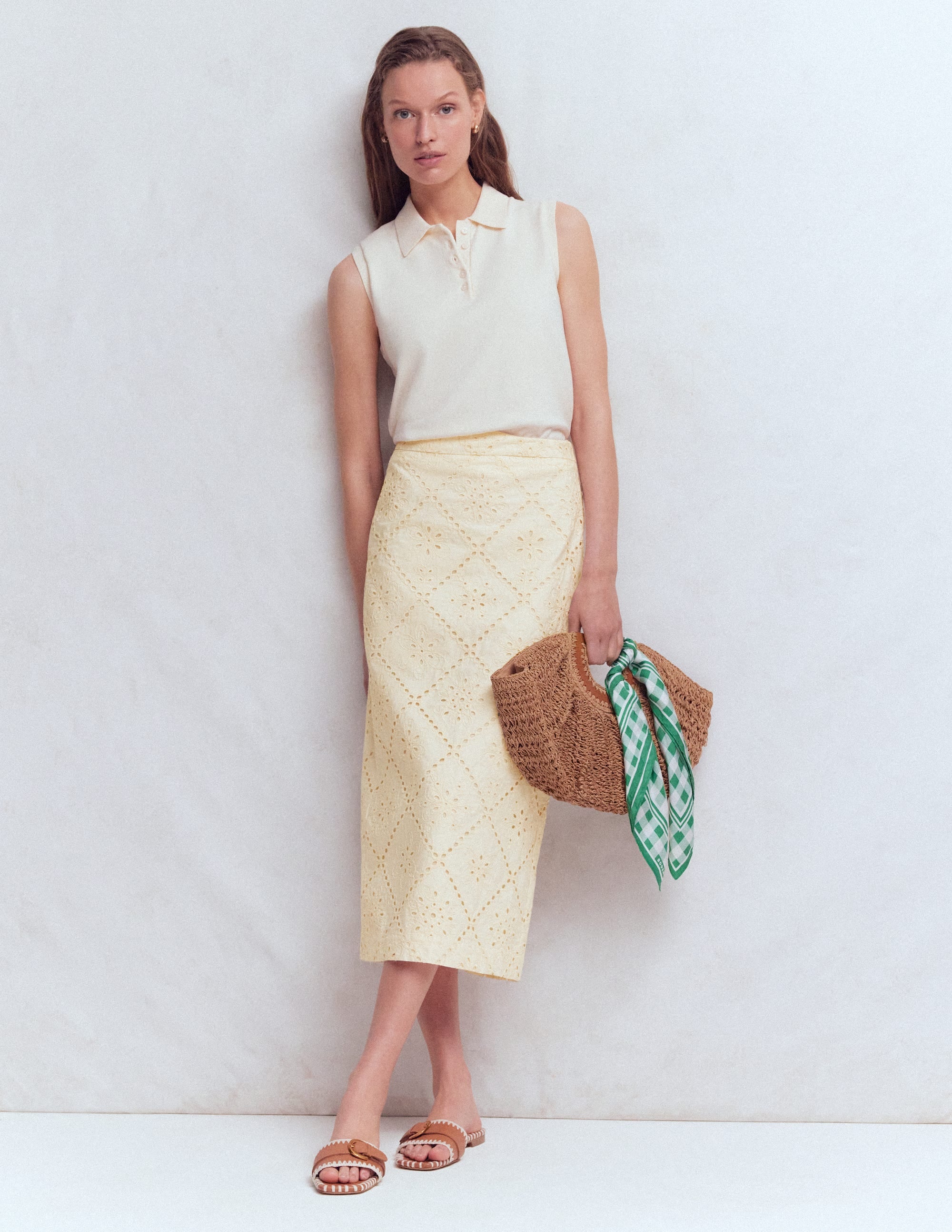 Textured Column Skirt-Ivory Broderie - Image 6