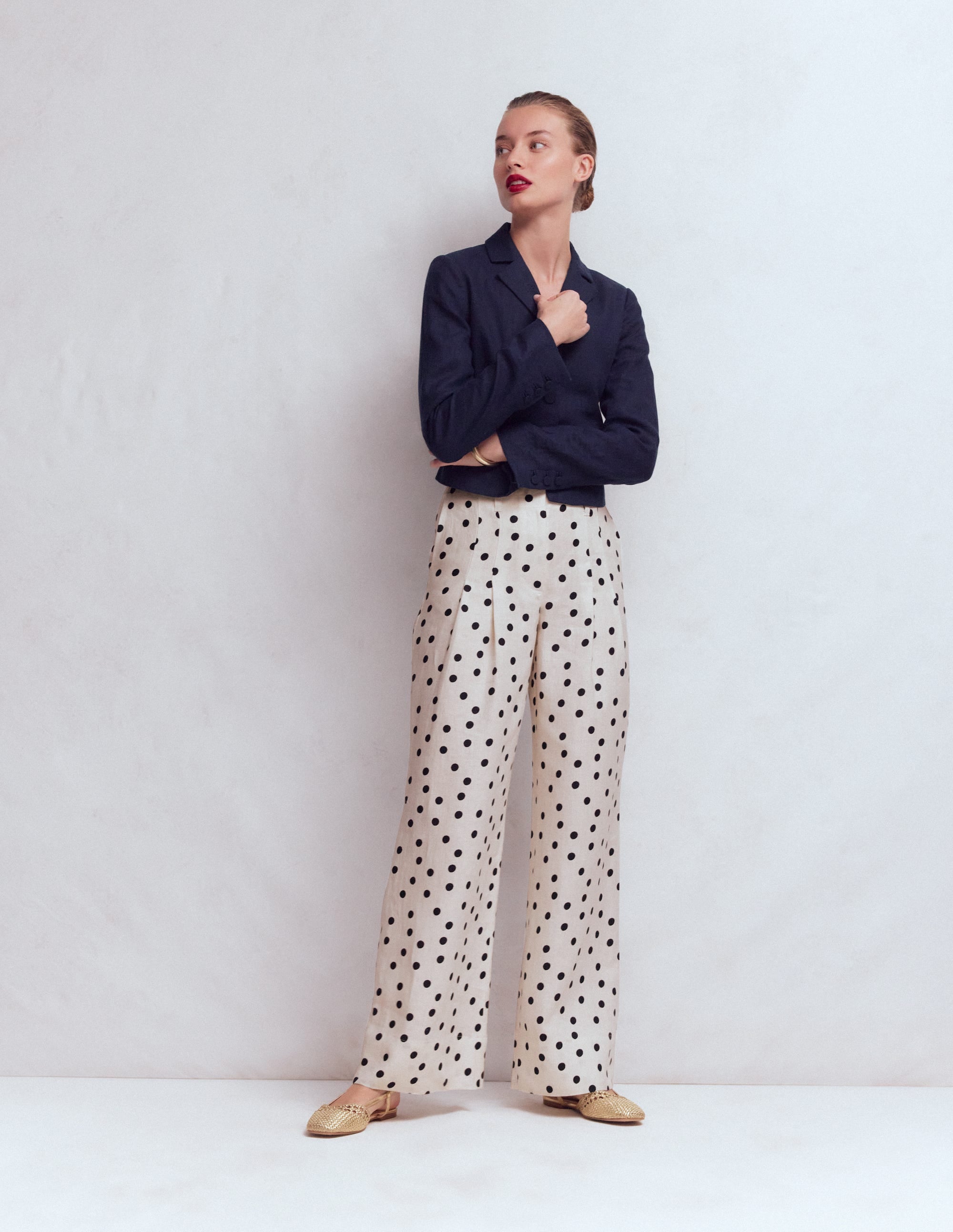 Mayfair Linen Pants-Ivory, Painted Dot - Image 5