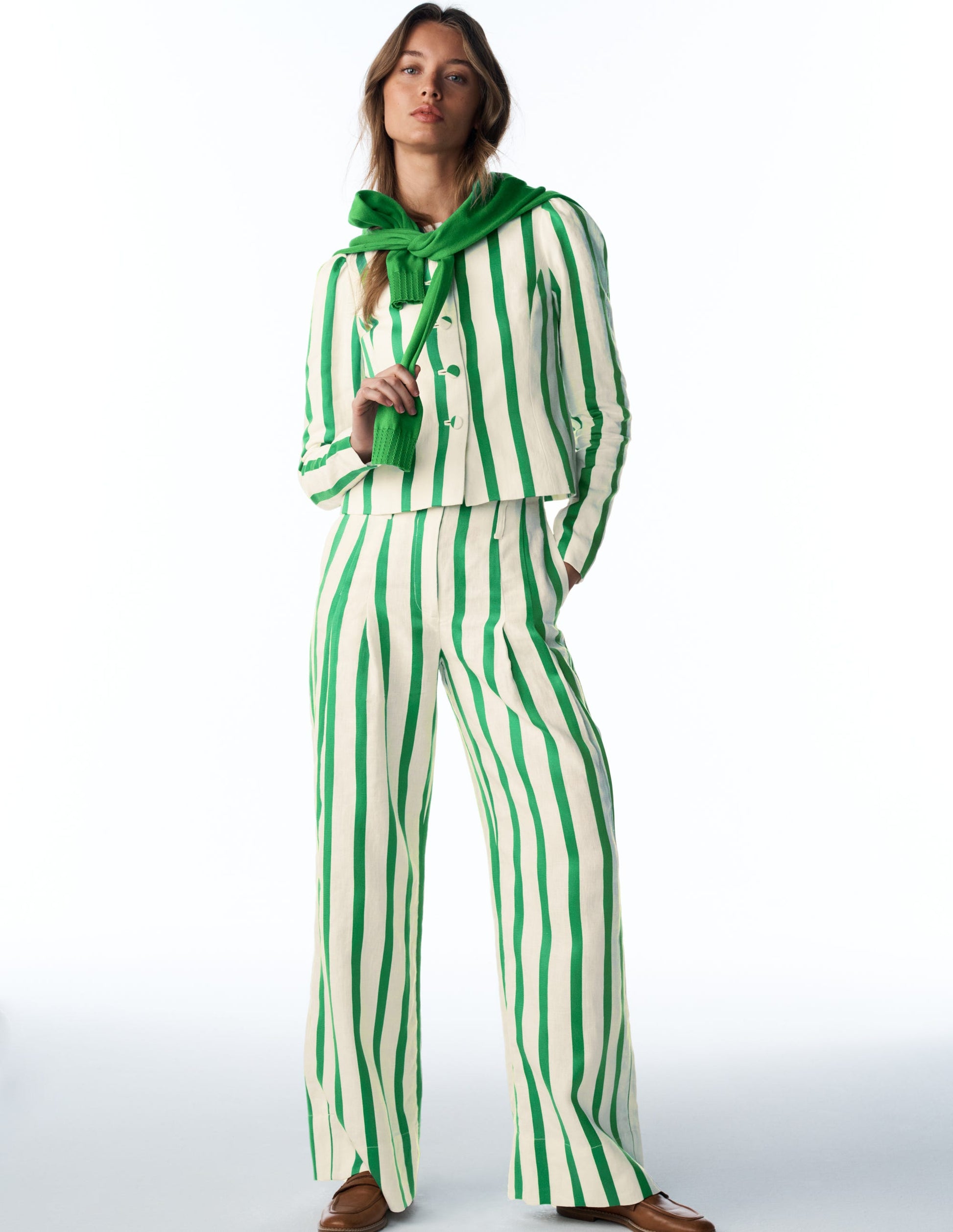 Mayfair Linen Pants-Ivory, Fresh Green Stripe-6