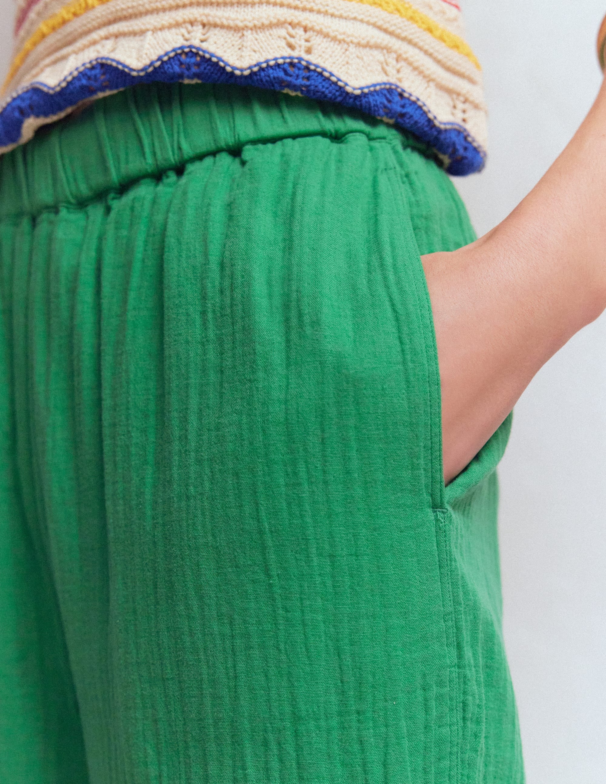 Double Cloth Crop Pants-Shamrock Green - Image 2