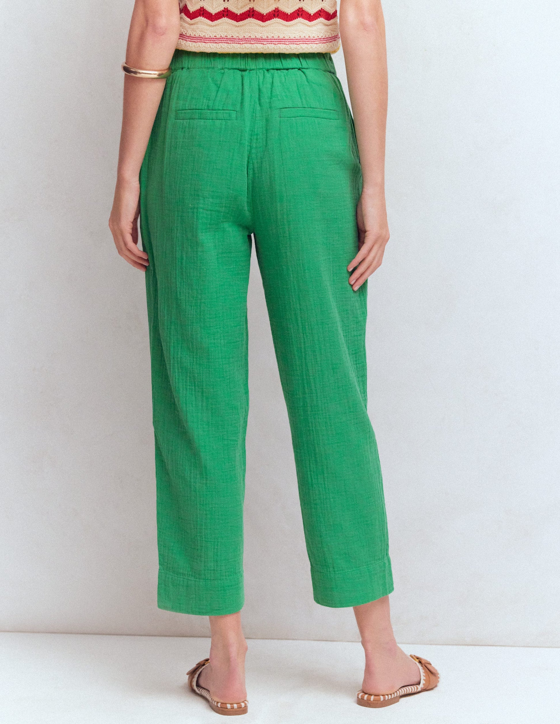 Double Cloth Crop Pants-Shamrock Green-3