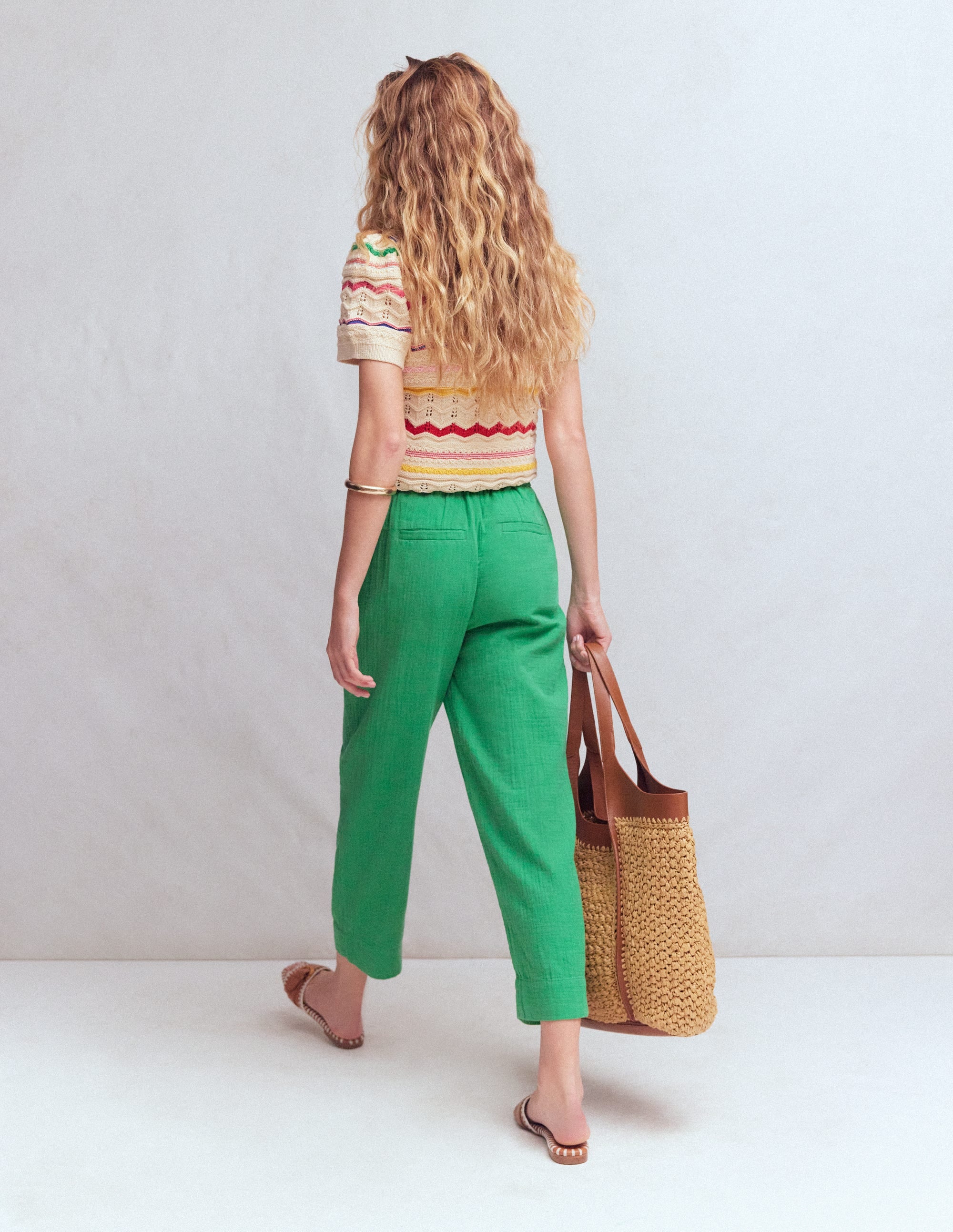 Double Cloth Crop Pants-Shamrock Green - Image 6