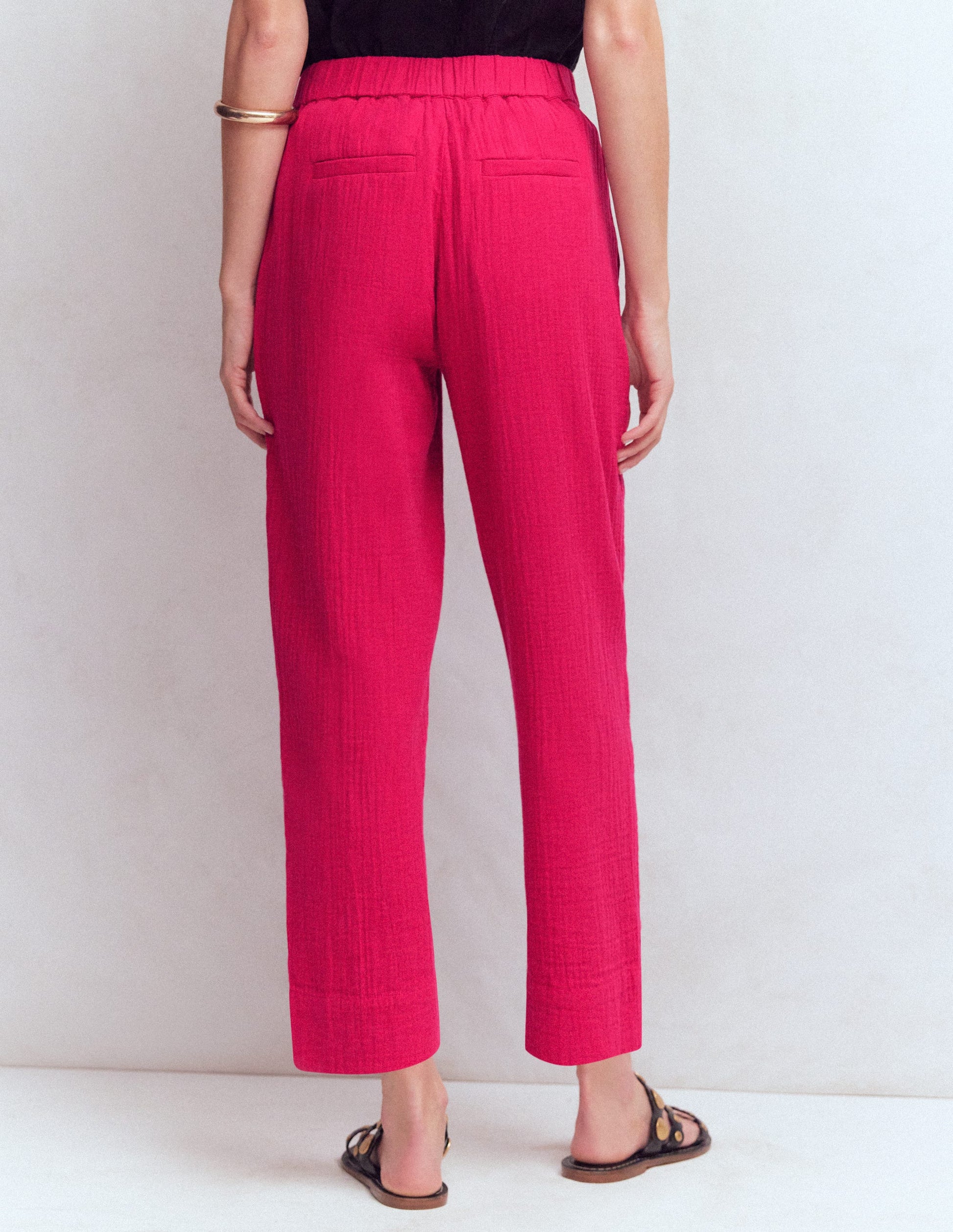 Double Cloth Crop Pants-Pomegranate-3