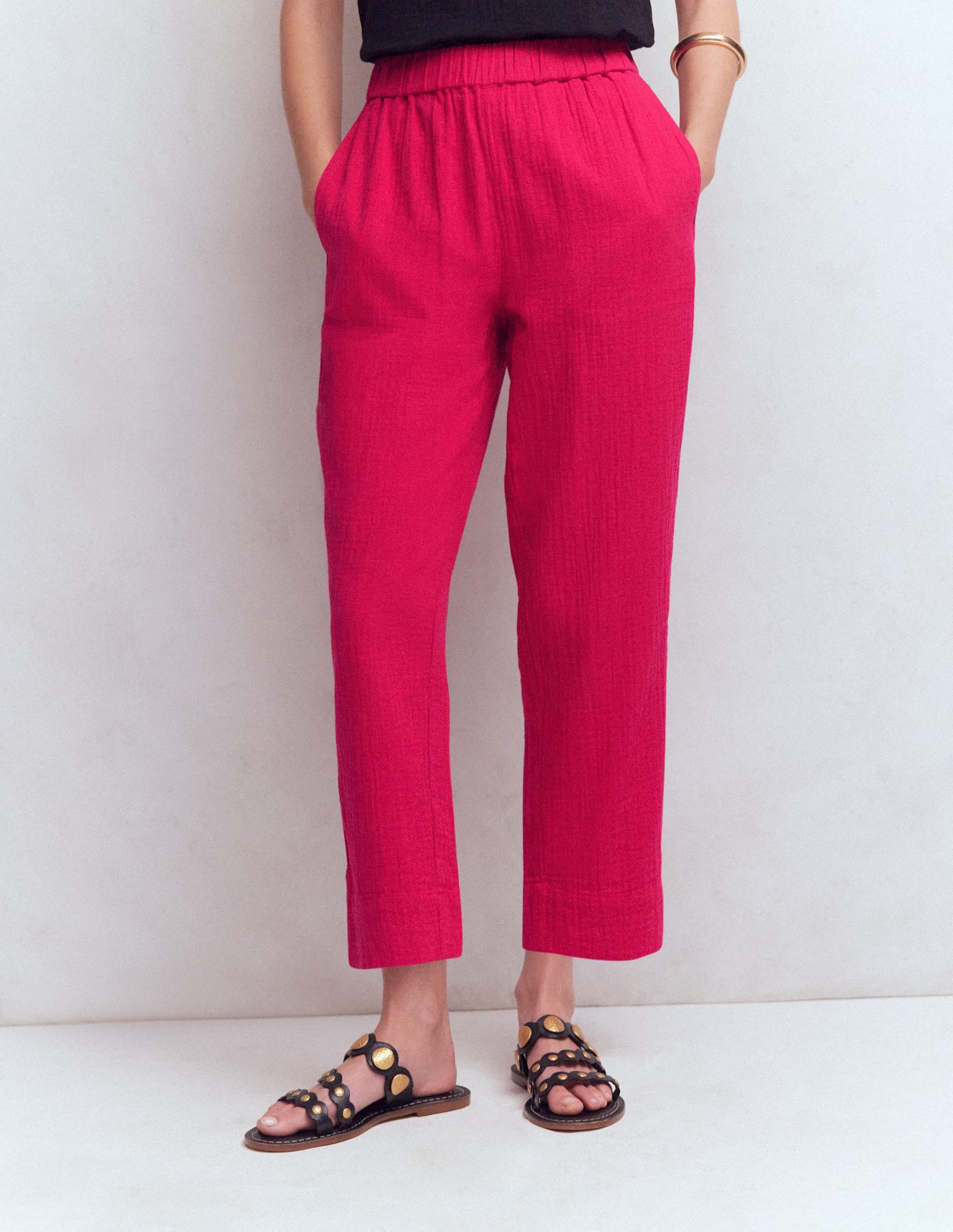 Double Cloth Crop Pants-Pomegranate - Image 4