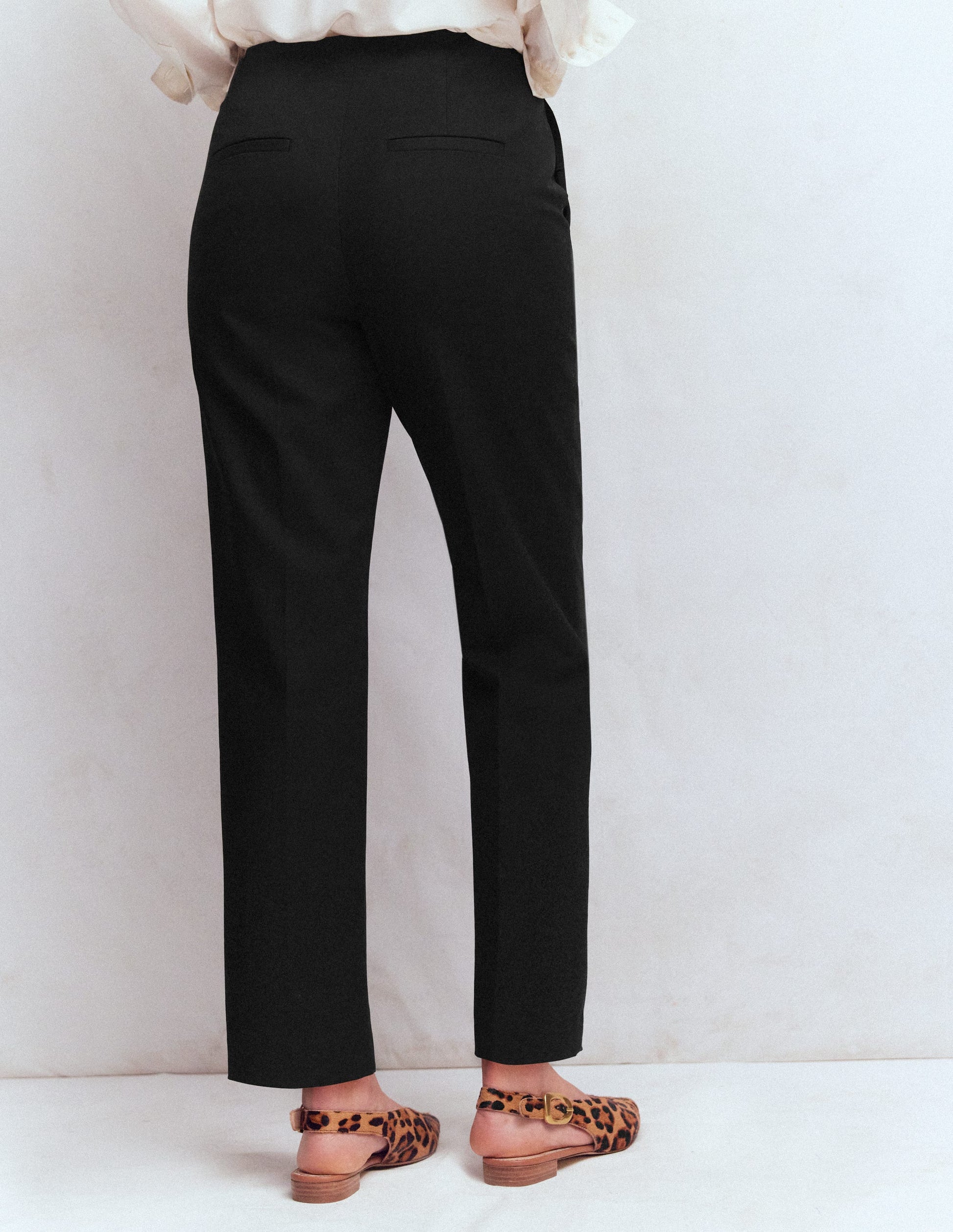 Slim Leg Cotton Pants-Black-4