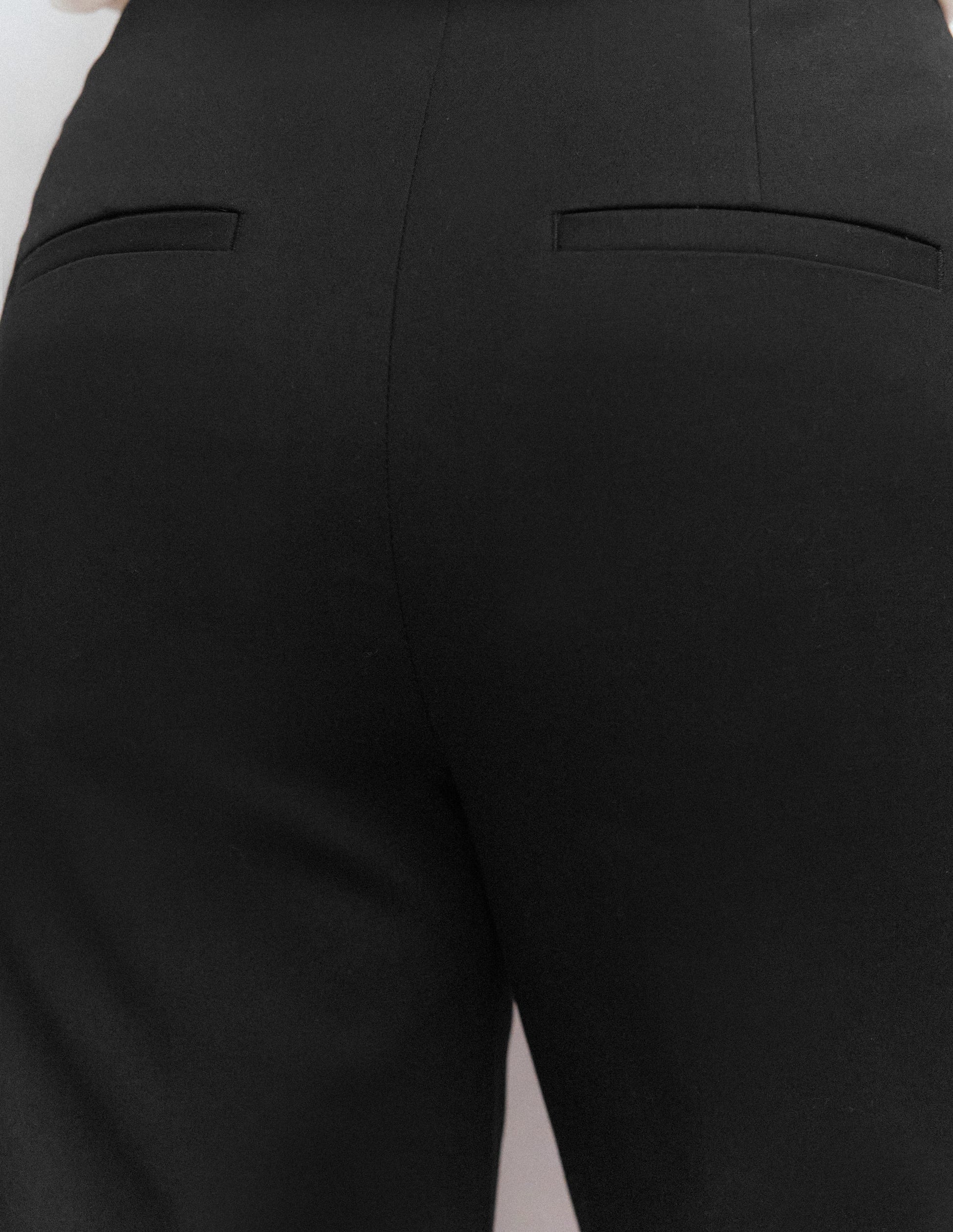 Slim Leg Cotton Pants-Black-5
