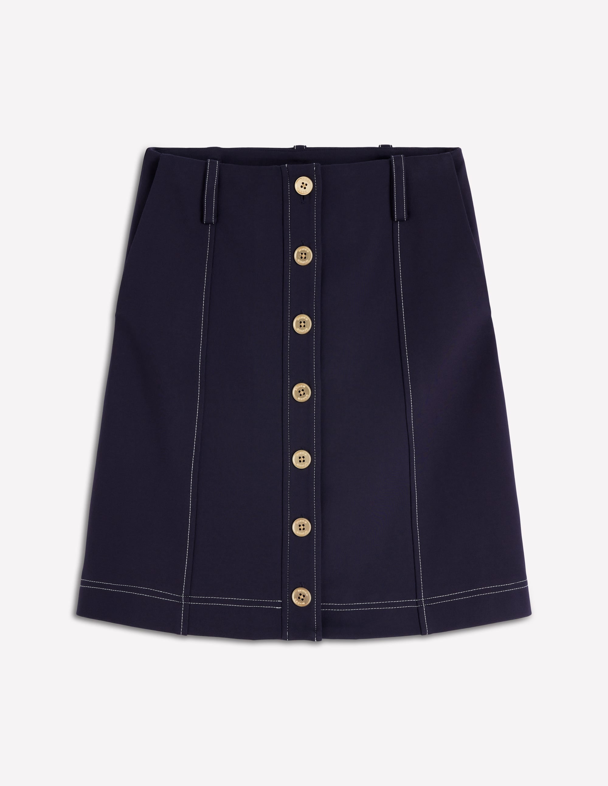Contrast Stitch Ponte Skirt-Navy - Image 5
