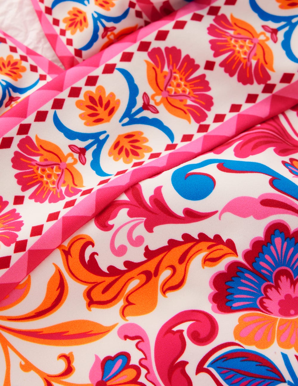 Porto V-neck Swimsuit-Pink Power, Flourishing Meadow - Image 7