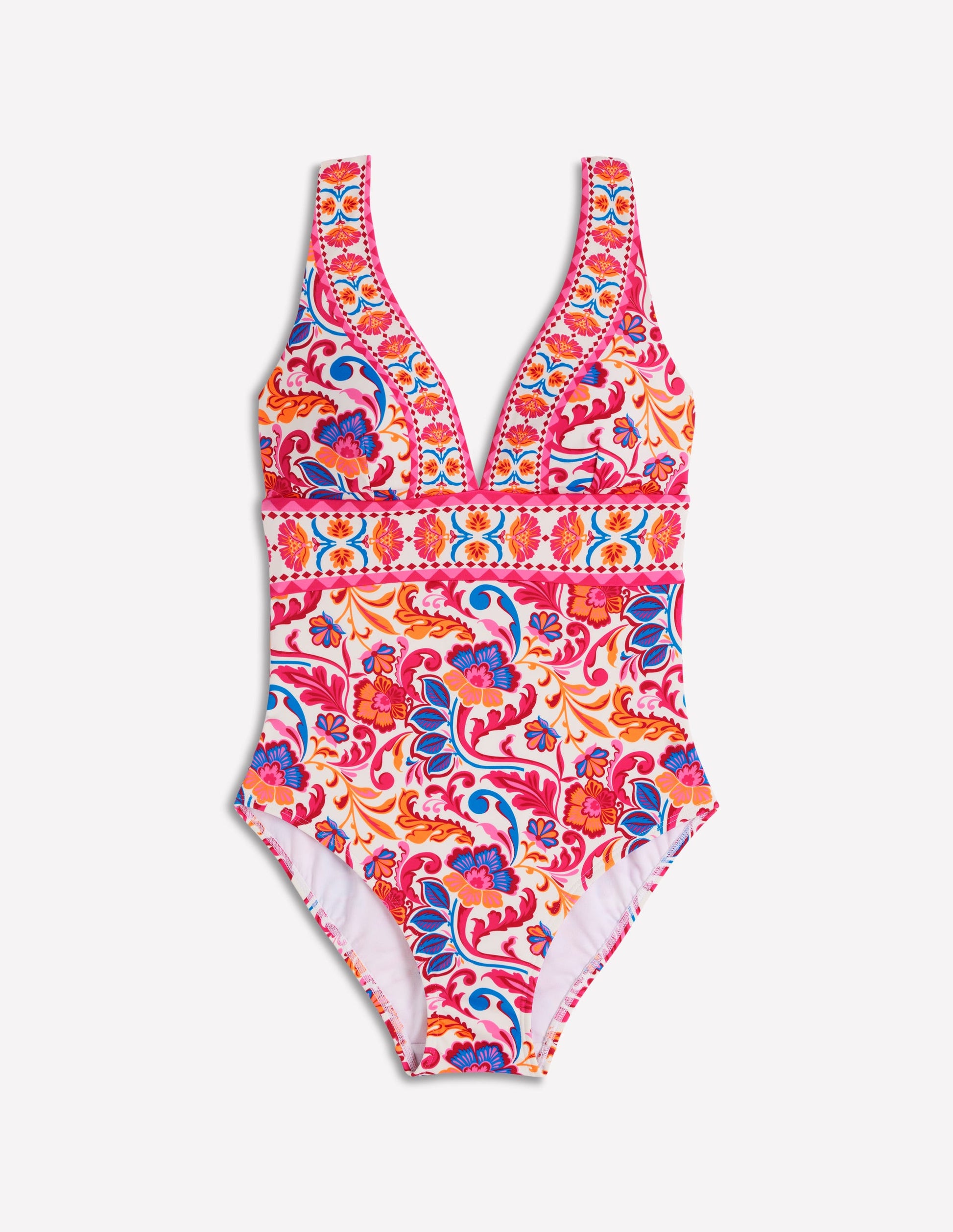 Porto V-neck Swimsuit-Pink Power, Flourishing Meadow-6