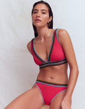 Porto V-neck Bikini Top-Rosy, Embroidery