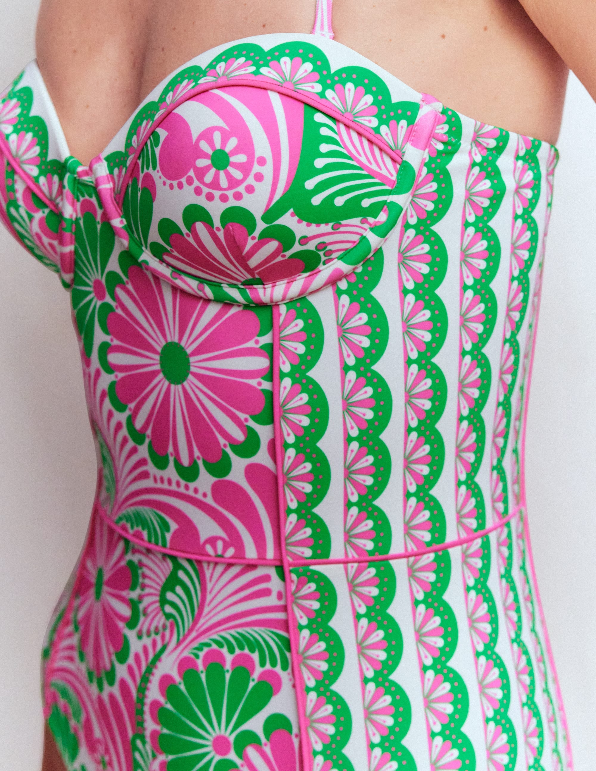 Rhodes Cup Sized Swimsuit-Pink, Euphoric Gardens - Image 2