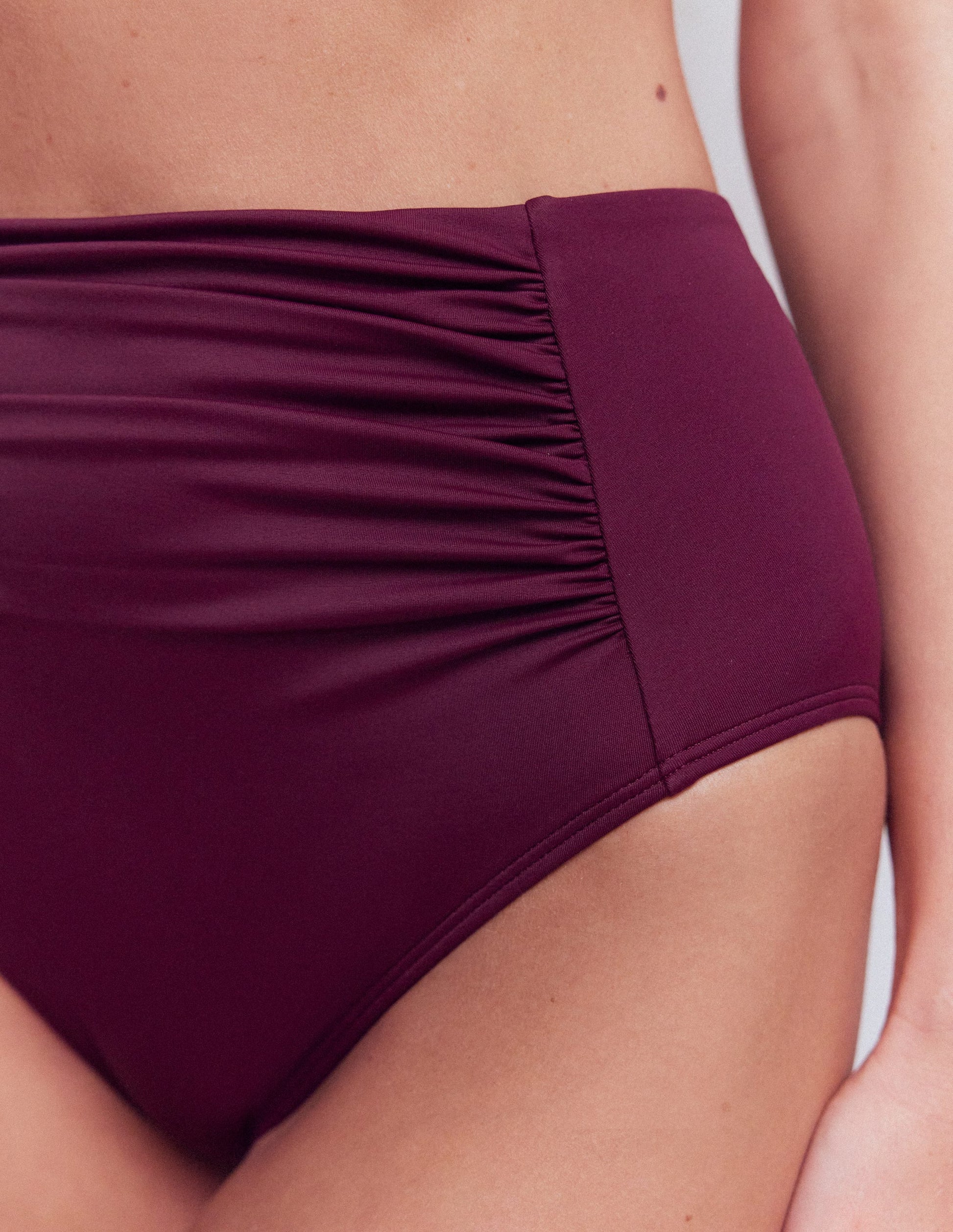 Kythira Ruched Bikini Bottoms-Chocberry-3